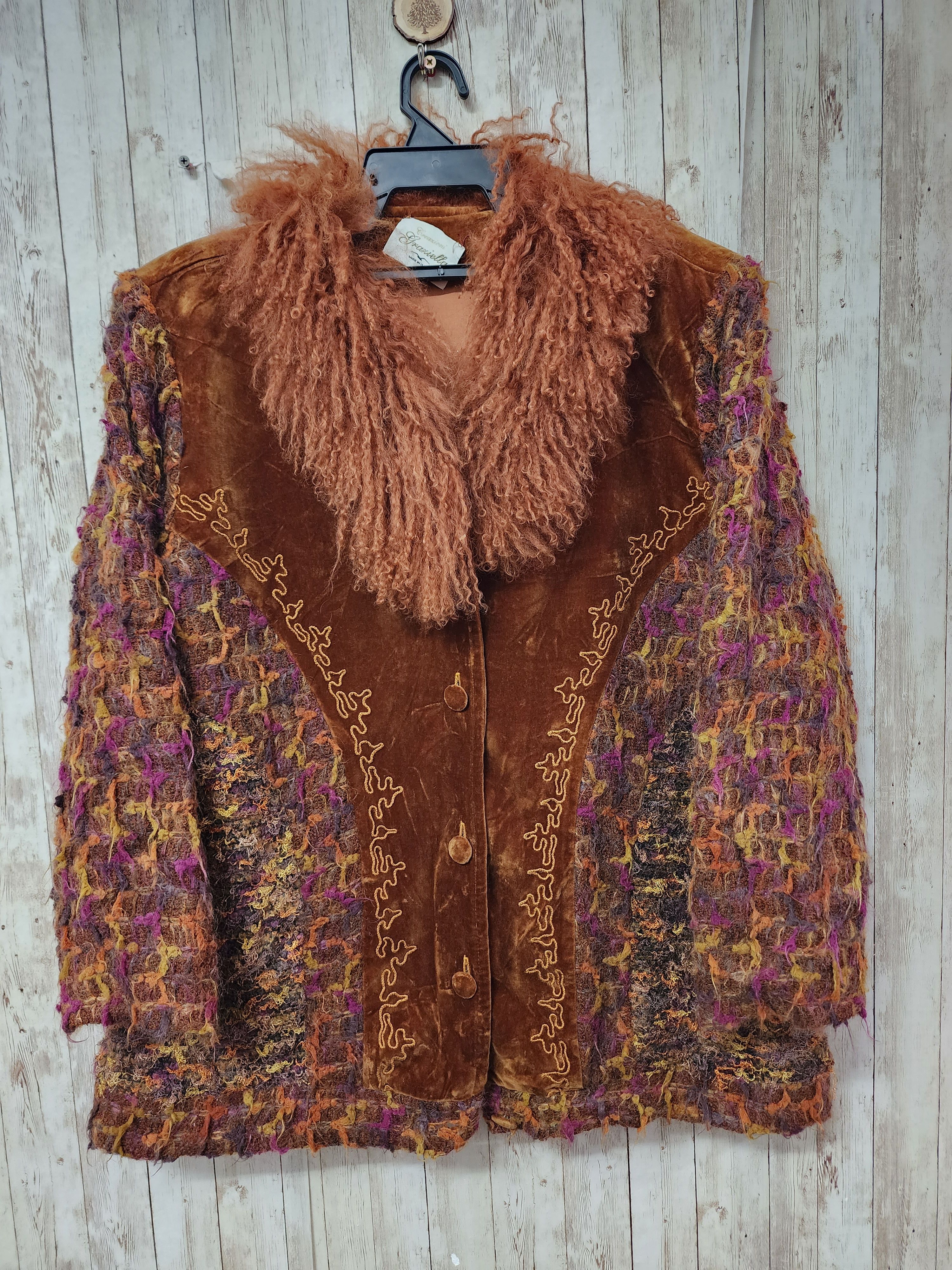 Vintage Creazioni Graziella Mohair Lana Faux Fur Button Up Jacket Size L / US 10 / IT 46 - 1 Thumbnail