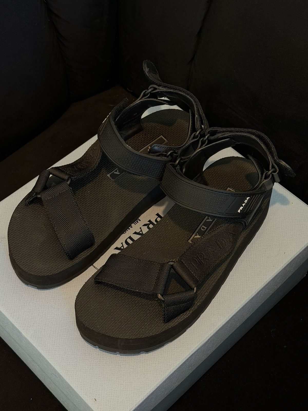 Prada Prada Nylon Strap Sandals – Black Size US 6 / IT 36 - 1 Thumbnail