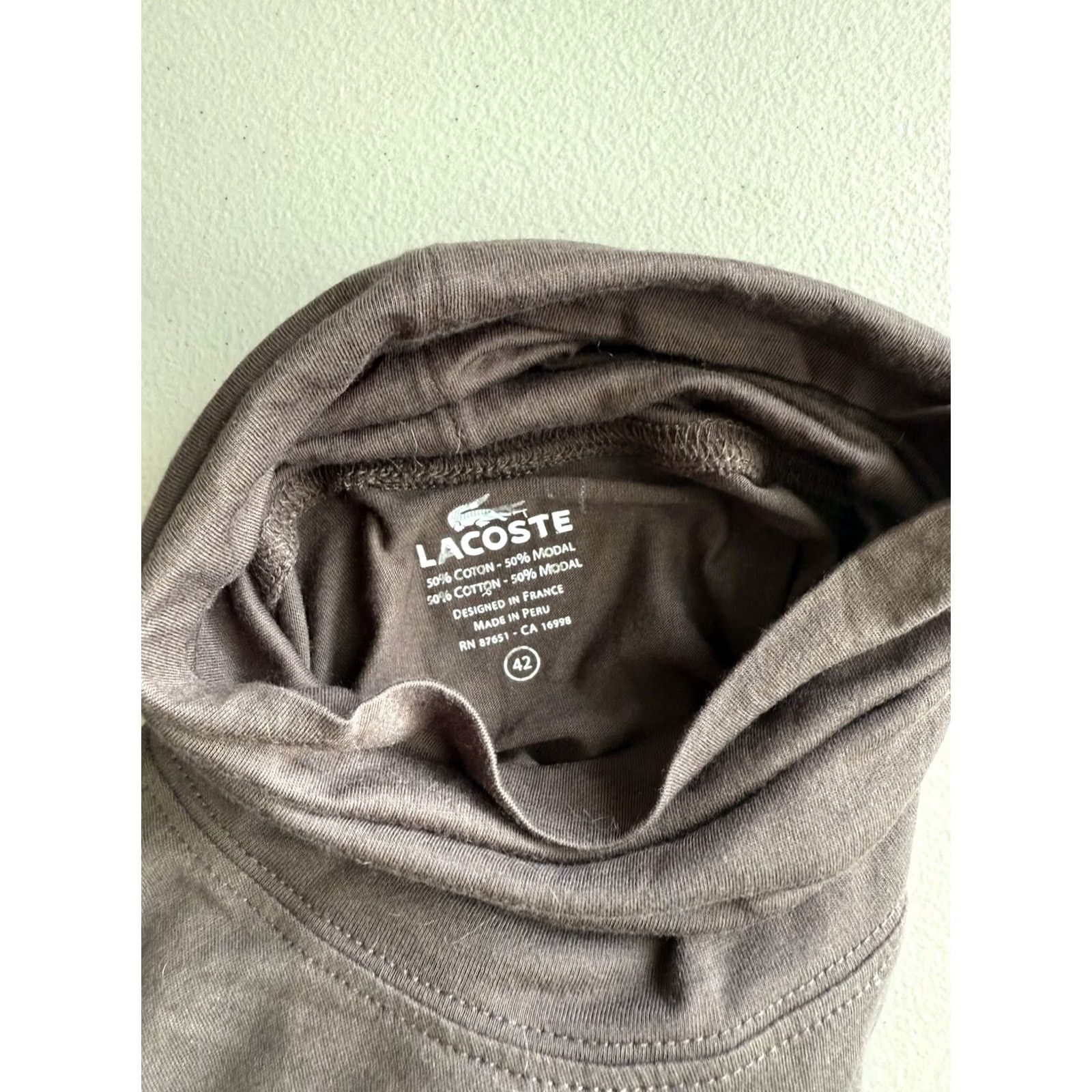 Lacoste VINTAGE Lacoste Sweater Turtleneck Mens Size 42 Brown Cotton Polyester Knit Embroidered Preppy 90s USA Classic Pullover Size US XL / EU 56 / 4 - 3 Thumbnail