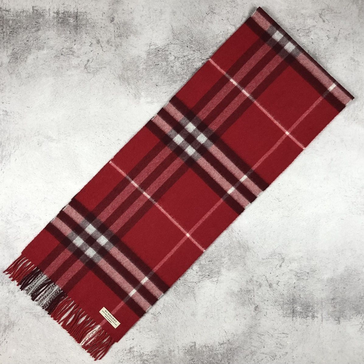 Burberry Burberry Cashmere Scarf Red Nova Check Size ONE SIZE - 2 Thumbnail