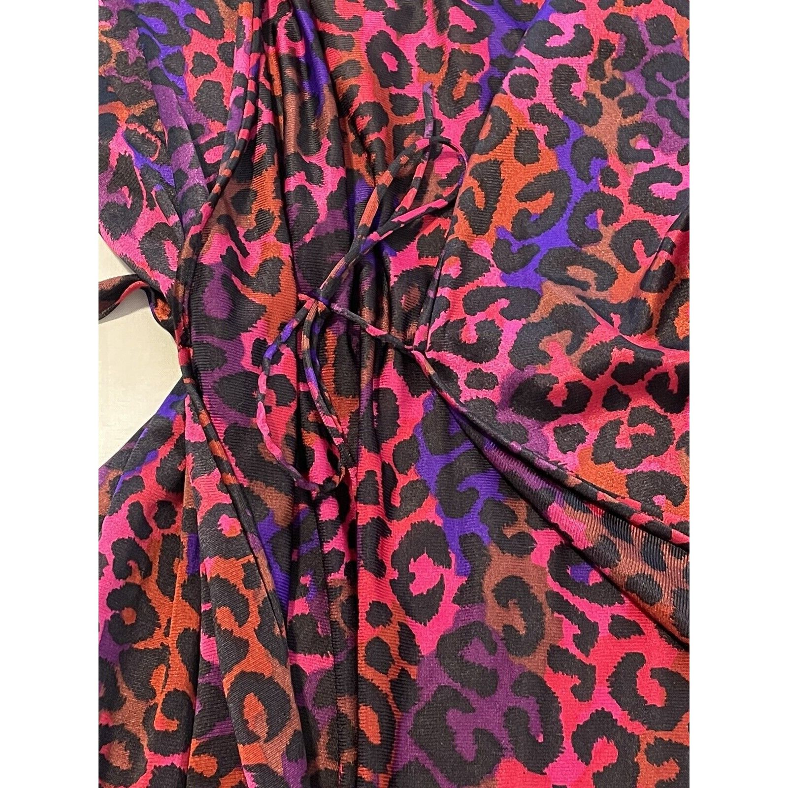 Vintage Second Skin Stretch Satin Vanity Fair Pink Leopard Robe Wome Size S / US 4 / IT 40 - 8 Thumbnail