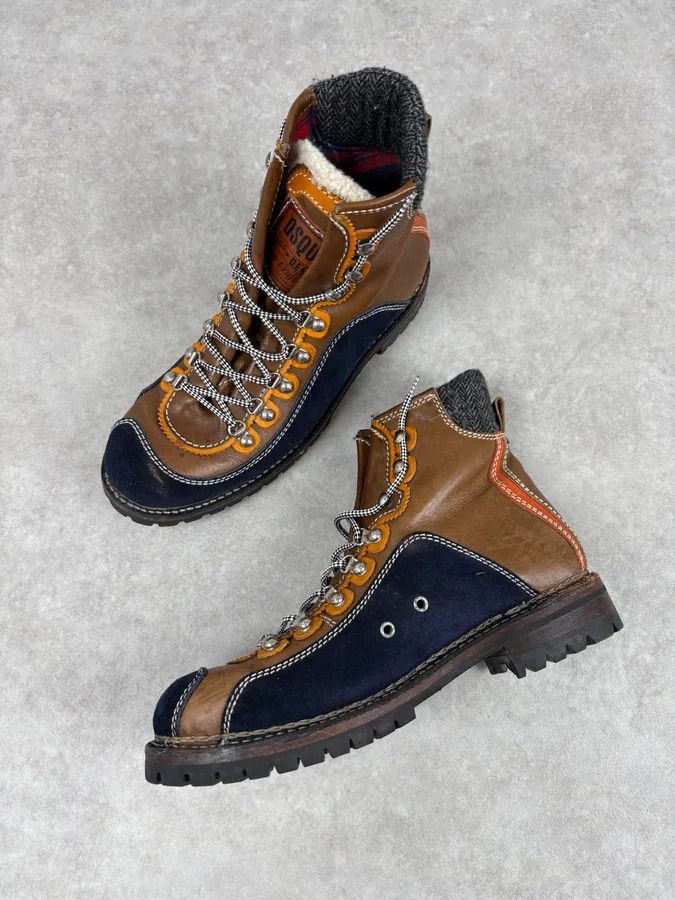 Dsquared2 Dsquared2 Shearling Brown Leather Hiking Boots Size US 10.5 / EU 43-44 - 5 Thumbnail