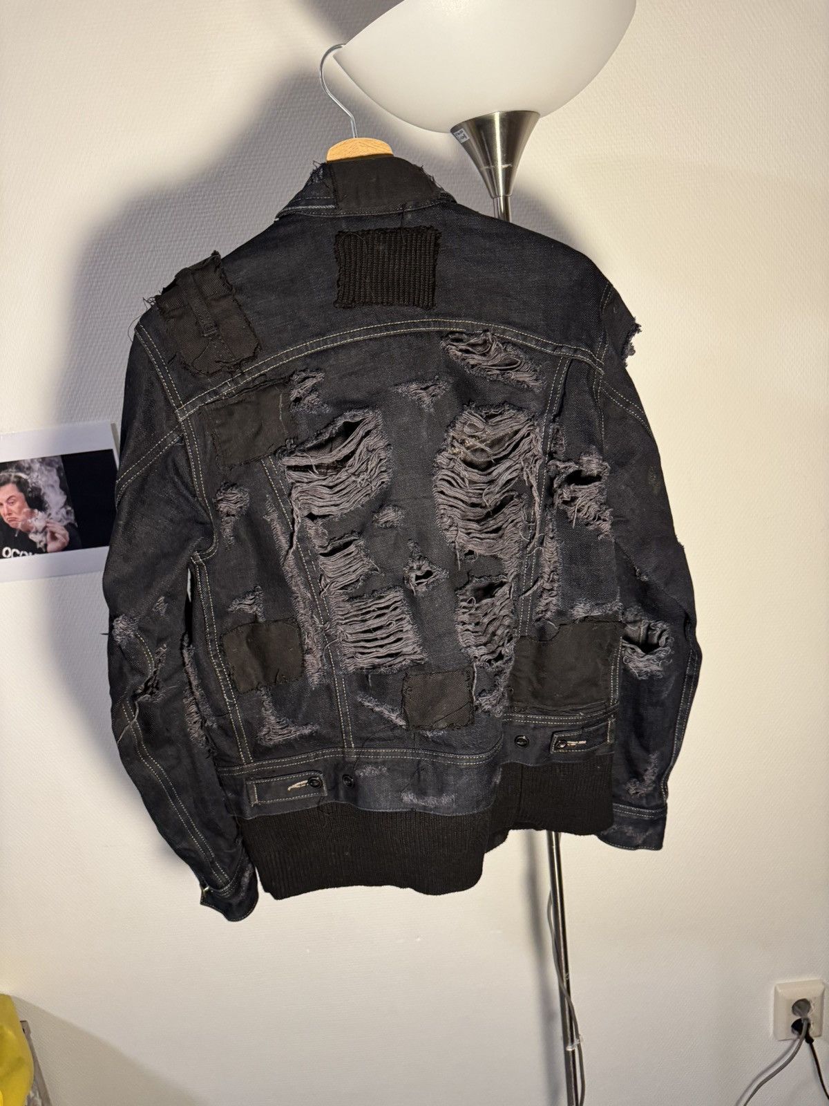 Designer Eternal sloth distressed denim jacket Size US S / EU 44-46 / 1 - 1 Thumbnail