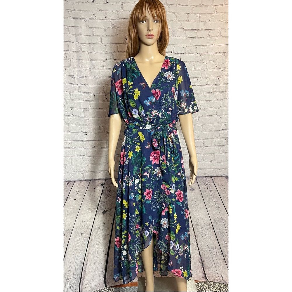 Other NWT New $168 Eliza J ​Floral High Low Blue Dress Size 14 Size XL / US 12-14 / IT 48-50 - 2 Thumbnail