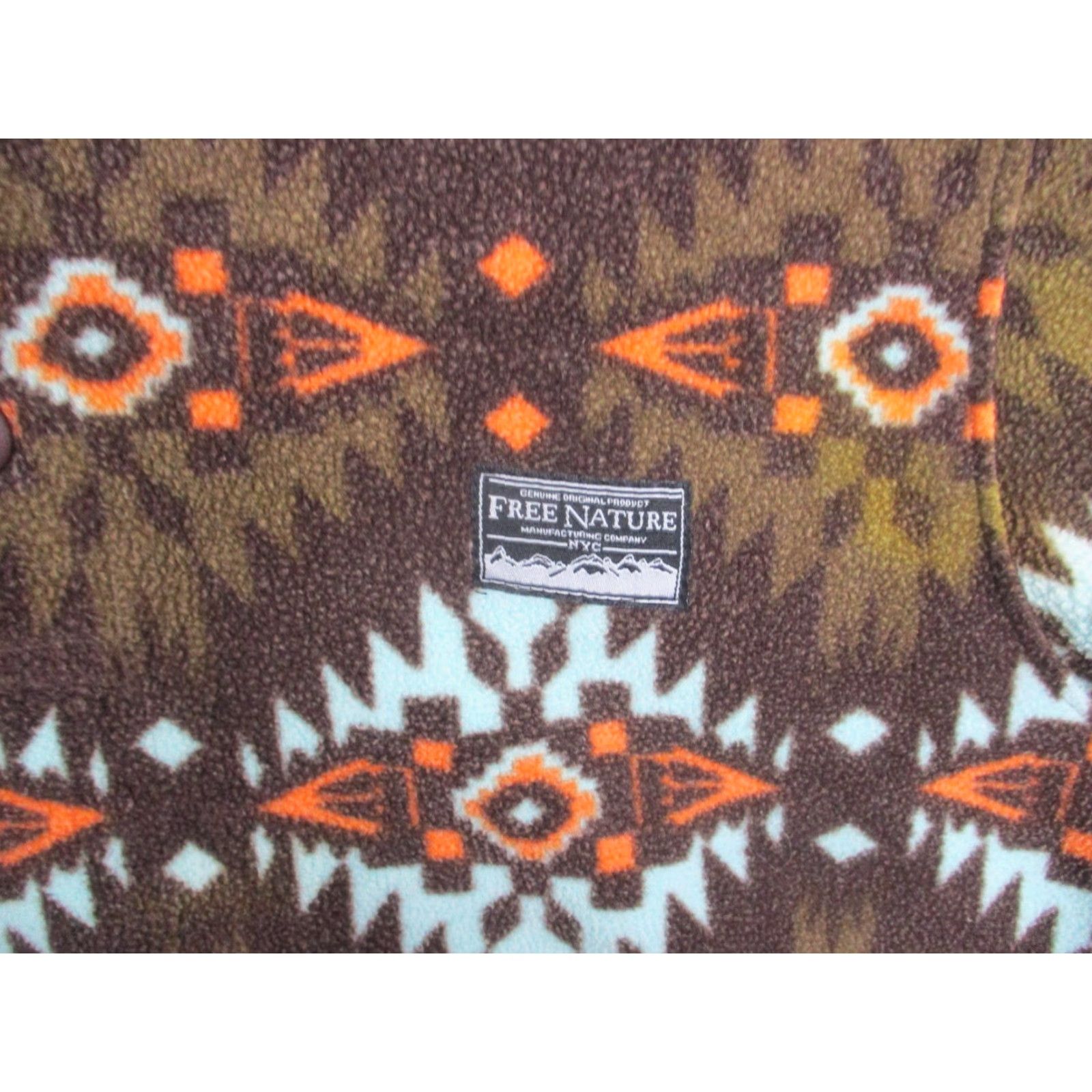 Vintage Free Nature Fleece Pullover Mens Small Brown Aztec Southwest Snap Mock Neck Pullover Geometric Pattern Sweater Men's Brown Aztec Mock Neck Pullover Size US S / EU 44-46 / 1 - 2 Thumbnail