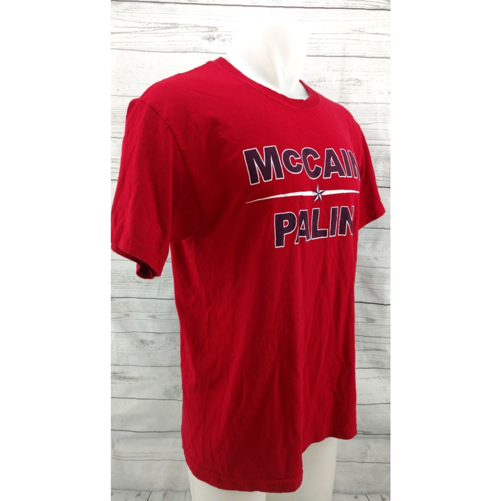 Jerzees McCAIN PALIN Vote T Shirt Red Size Large - President ELECTION Jerzees 100% Cotton Short Sleeve Crew Neck Mens Regular T-Shirt Size US L / EU 52-54 / 3 - 3 Thumbnail
