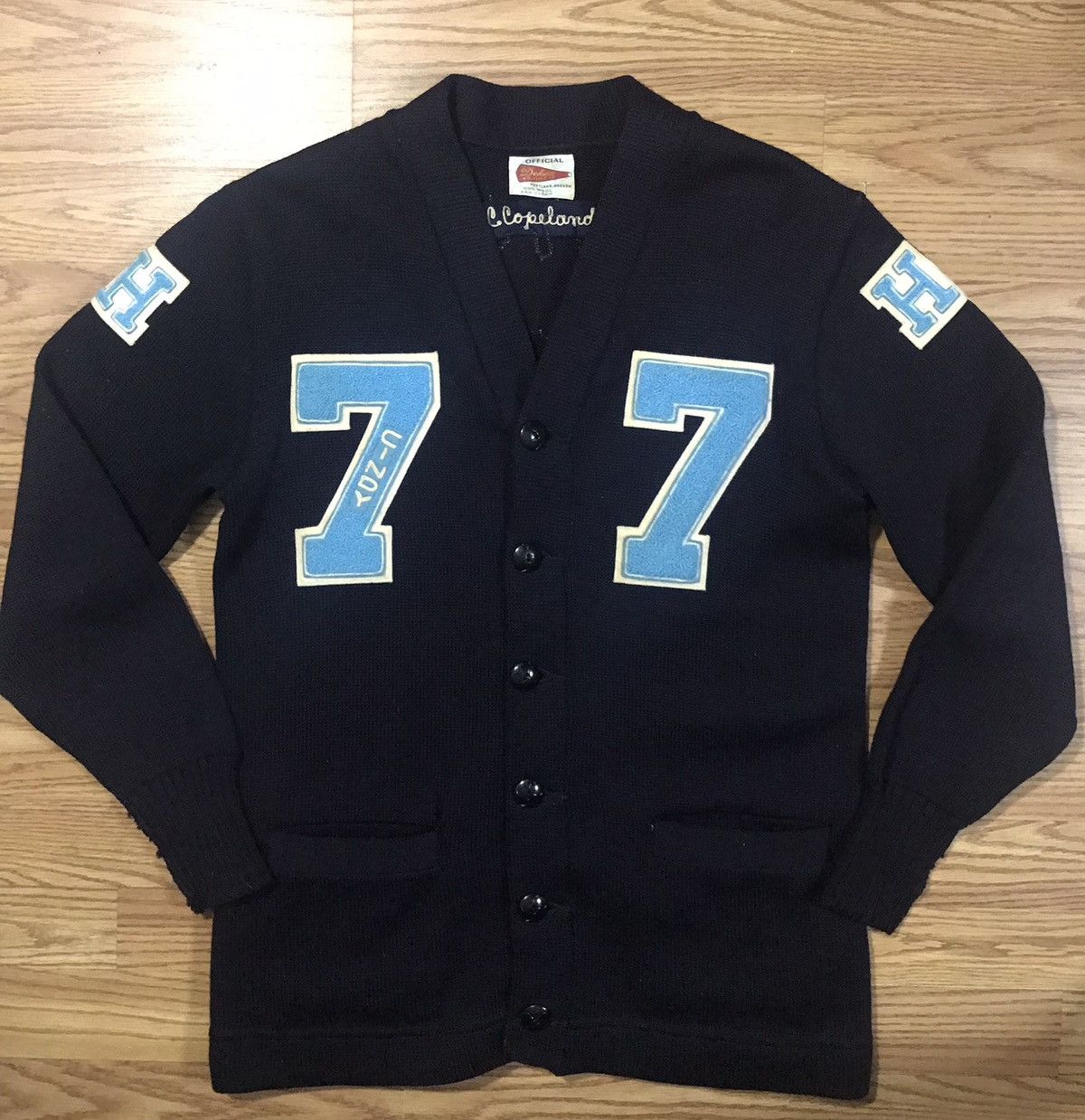 Dehen 1920 Dehen 1920 Vintage Letterman Cardigan Sweater 100% Wool Knit Size US L / EU 52-54 / 3 - 11 Thumbnail