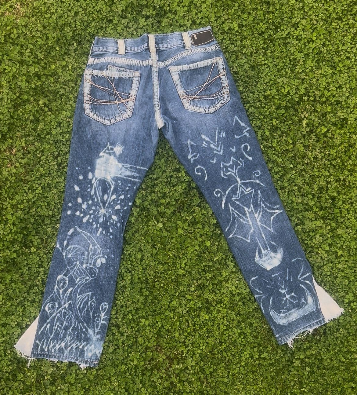 Other Bleached painted blue jeans Size US 32 / EU 48 - 6 Thumbnail
