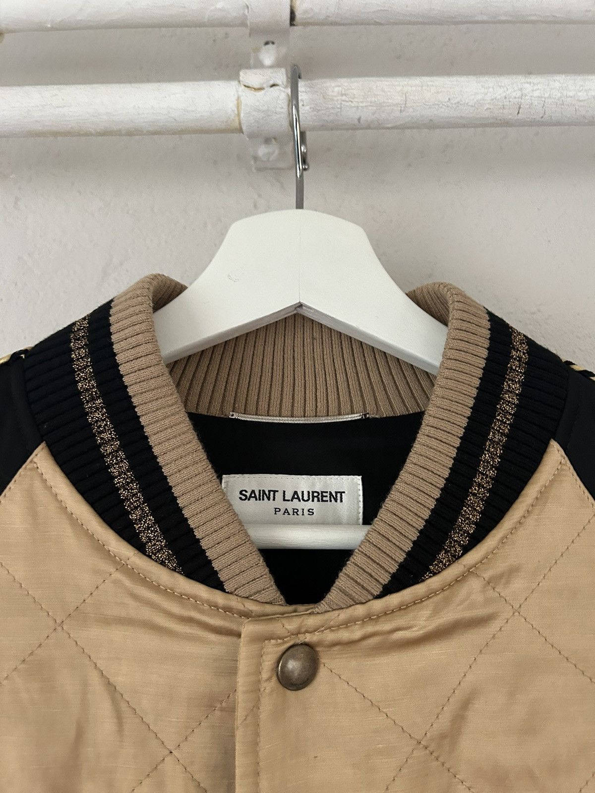 Saint Laurent Paris Gold Satin Teddy Bomber Jacket Size US M / EU 48-50 / 2 - 13 Thumbnail