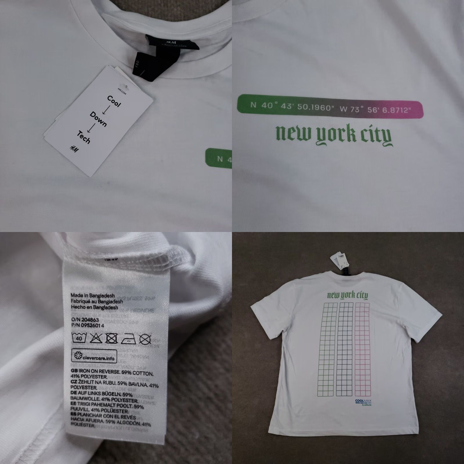 H&M H&M Shirt Mens XL White Short Sleeve Crew Neck NWT New York City Street Wear City Logo Urban Casual T-Shirt Size US XL / EU 56 / 4 - 8 Thumbnail