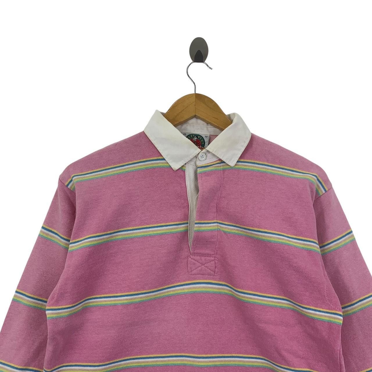 Vintage Vintage BARBARIAN RUGBY WEAR Pink Jersey Polo Tee Shirt Size XS / US 0-2 / IT 36-38 - 2 Thumbnail