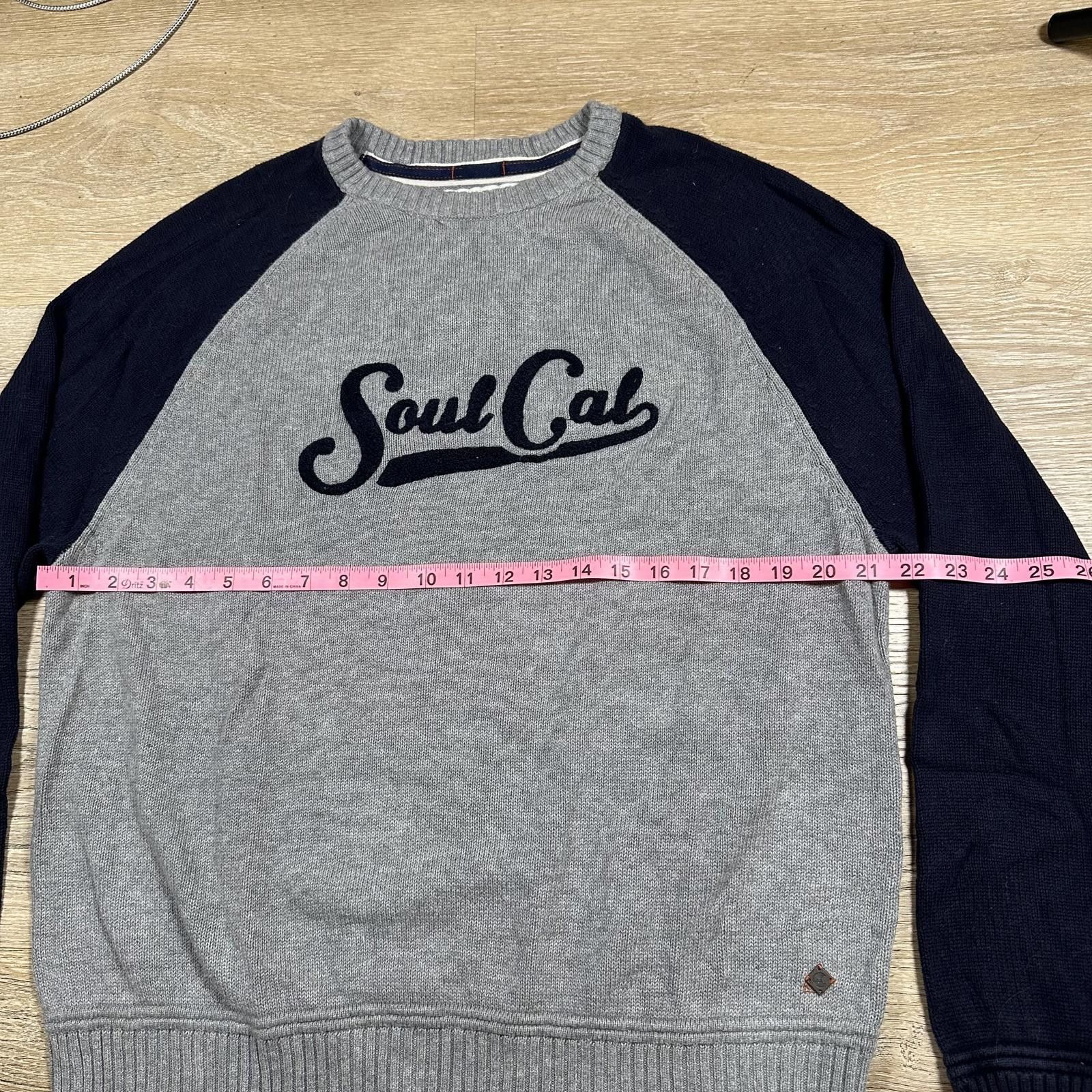 Other Soul Cal Mens Crew Neck Sweater Medium Gray and Navy Raglan Size US XL / EU 56 / 4 - 8 Thumbnail