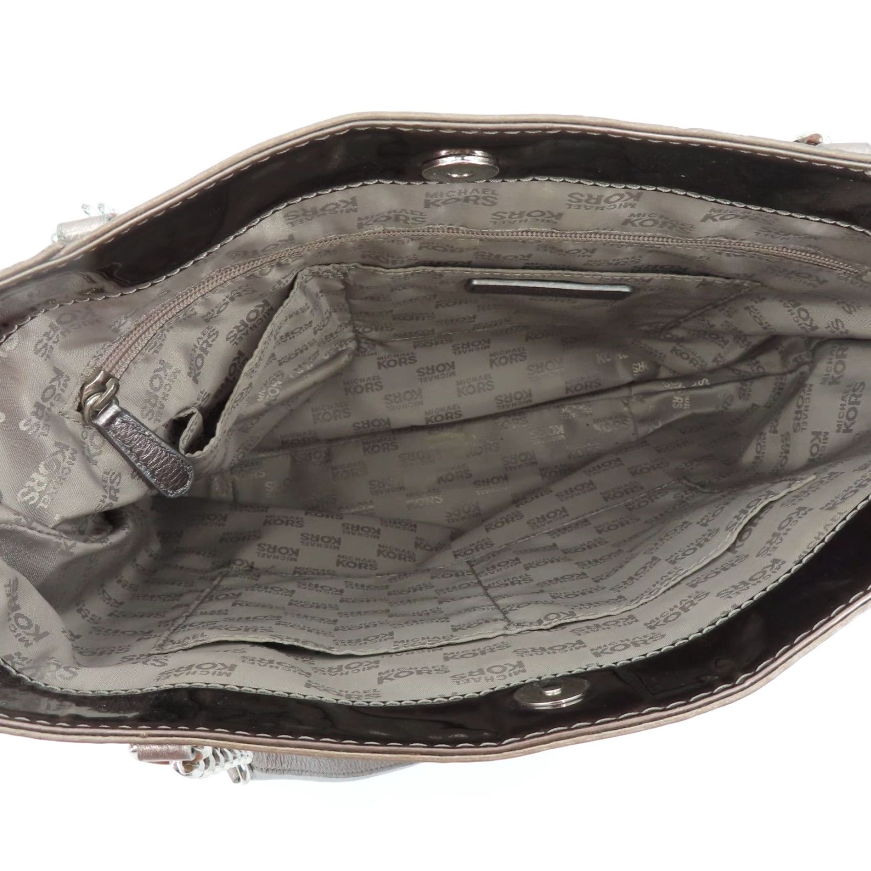 Michael Kors Michael Kors Jet Set Tote Bag Silver Gray Metal Chain Strap Handbag Purse Womens Size ONE SIZE - 6 Thumbnail