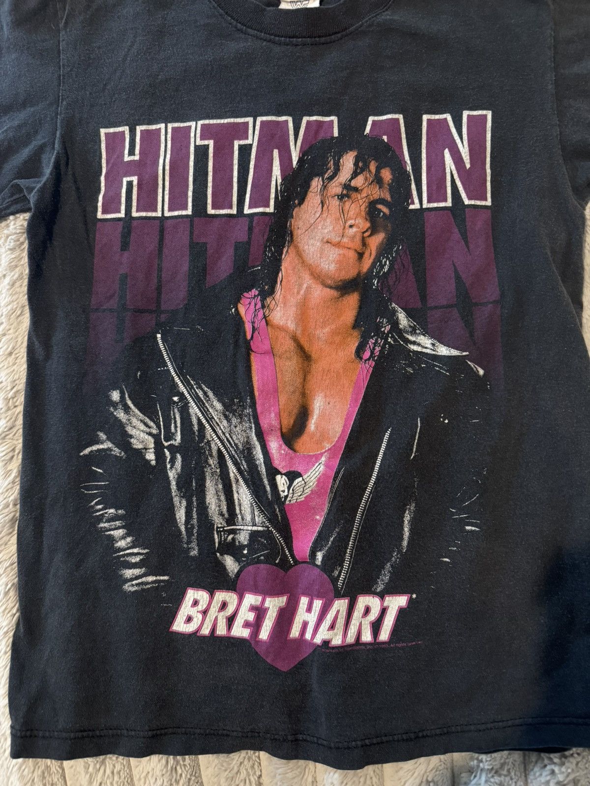 WWF RARE 90s bret hart the hitman 1993 wrestling thrash sunfaded Size US S / EU 44-46 / 1 - 3 Thumbnail