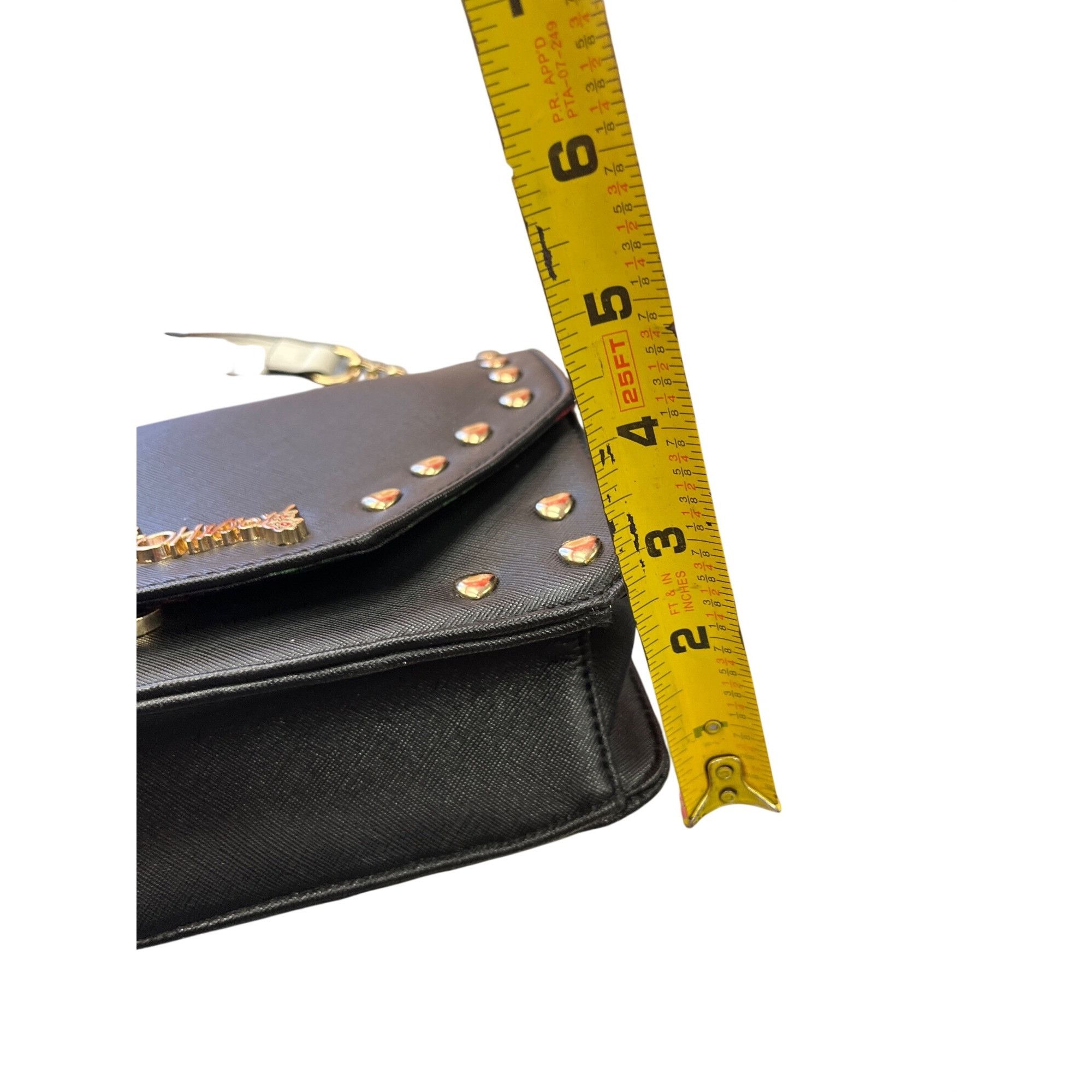 Betsey Johnson Betsey Johnson wms black gold faux leather cross body handba Size ONE SIZE - 13 Thumbnail