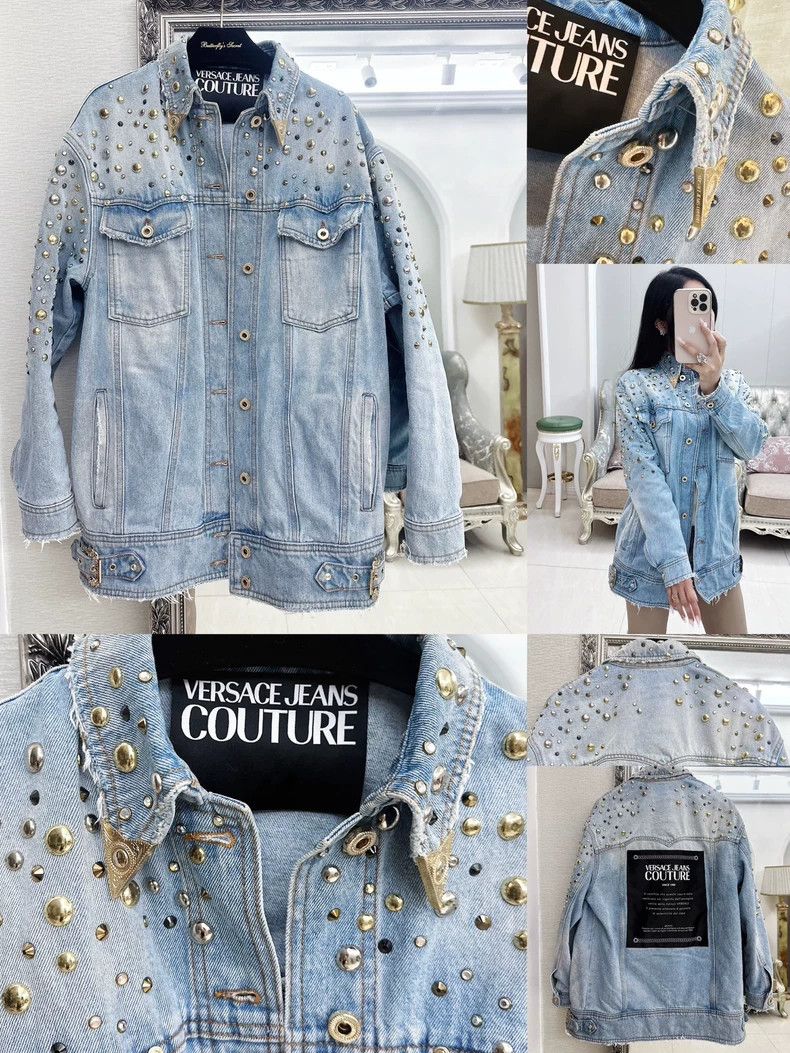 Versace Versace Heavy studded denim jacket Size M / US 6-8 / IT 42-44 - 2 Thumbnail