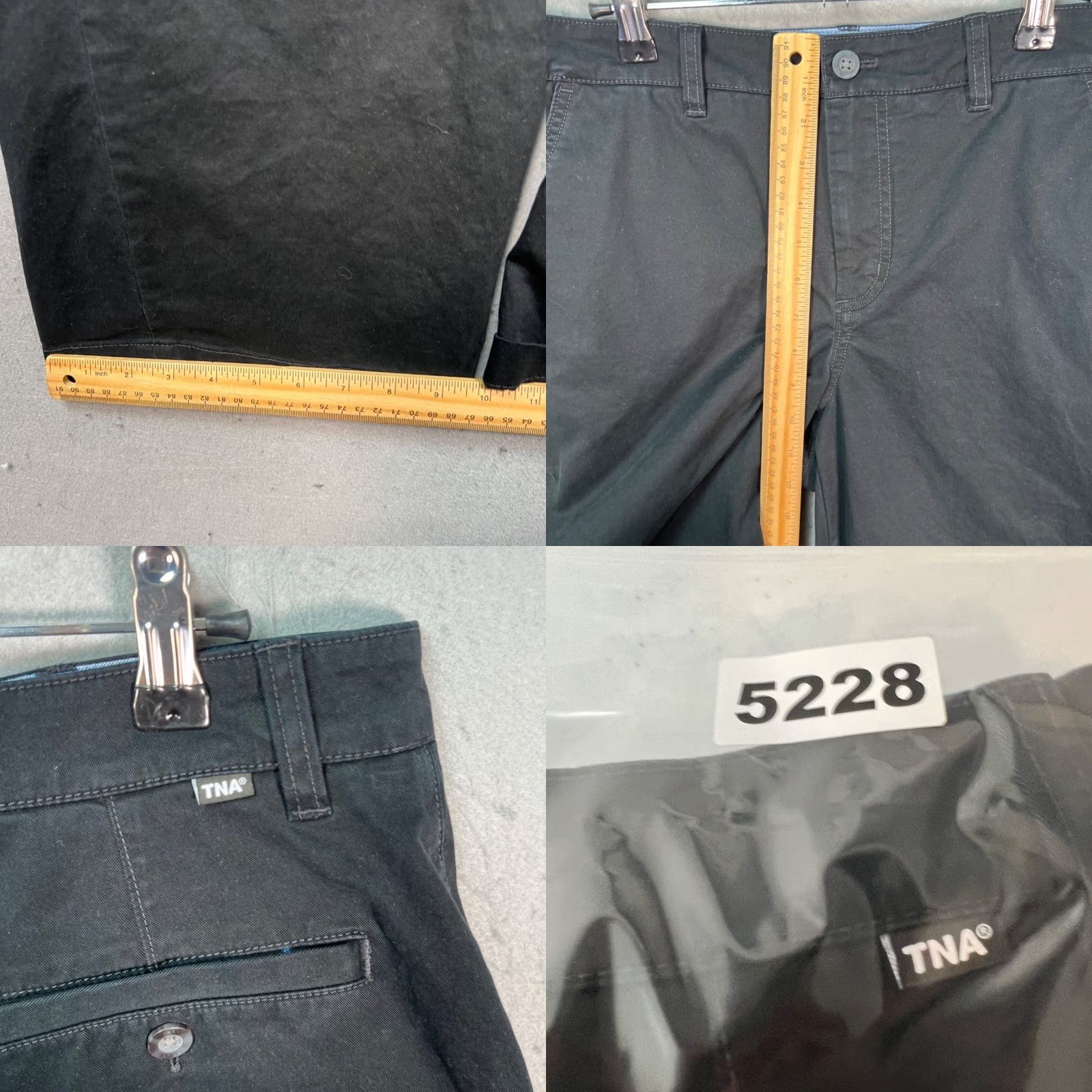 TNA TNA Womens Pants Casual Chino Straight Leg Black Cotton Elastane Flat Front Size 6 Adult Womens 30 in Waist Inseam 27 in Regular Rise High Size 28" / US 6 / IT 42 - 8 Thumbnail