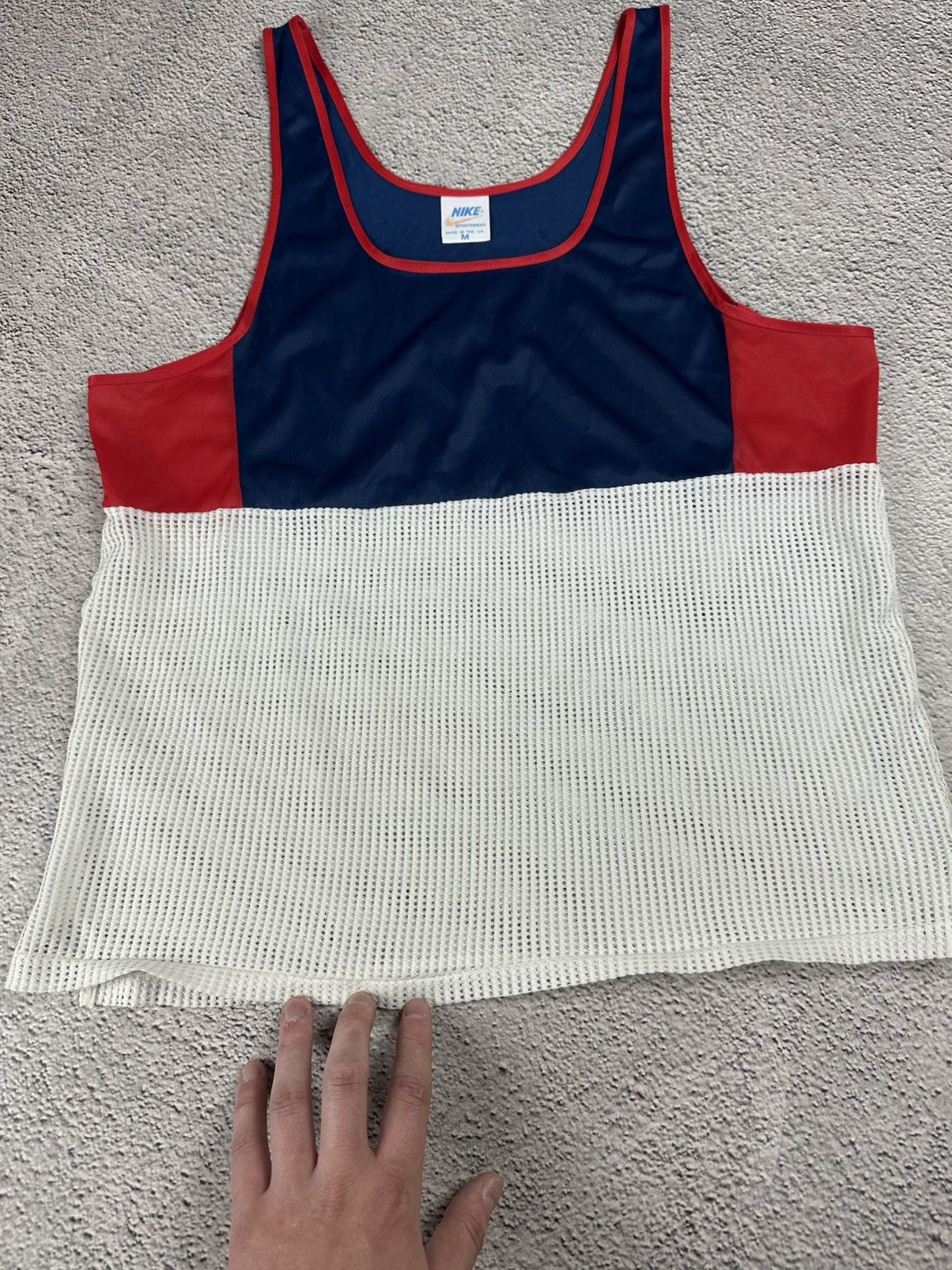 Nike × Vintage Vintage Nike Sportswear Mesh Tank UK Made (80s/90s) Size US M / EU 48-50 / 2 - 4 Thumbnail