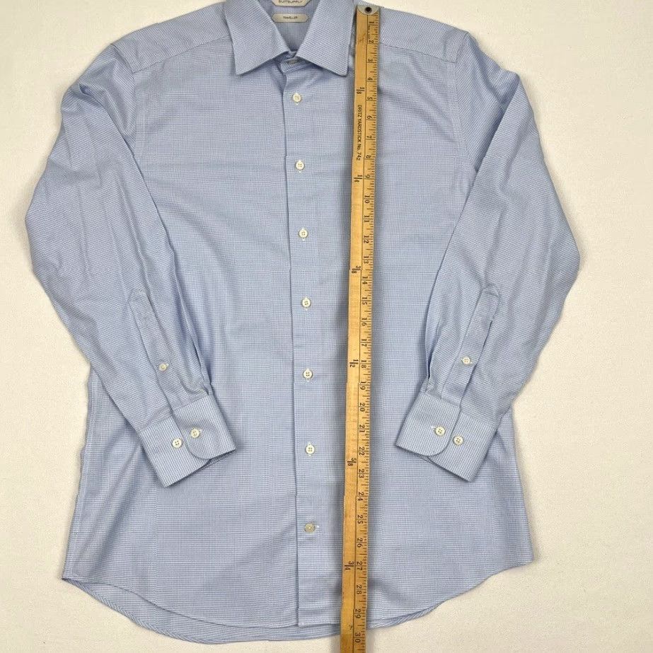 Suitsupply Suitsupply Traveller Shirt Mens 39 / 15.5 Slim White Blue Houndstooth Button Up Size US L / EU 52-54 / 3 - 4 Thumbnail