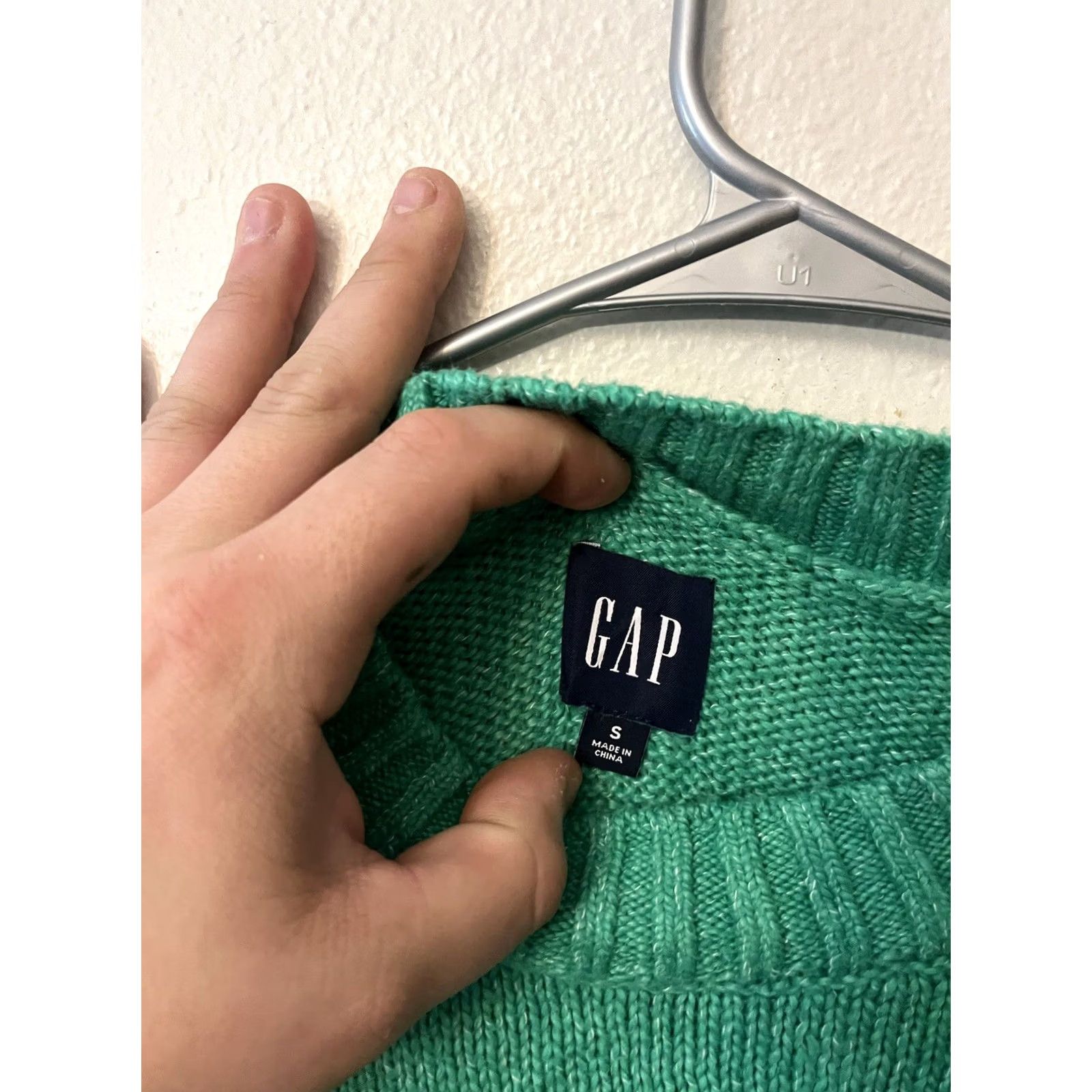 Gap GAP Mens Waffle-Knit Green Crew Neck Pullover Sweater Long Sleeve S Size US S / EU 44-46 / 1 - 2 Thumbnail