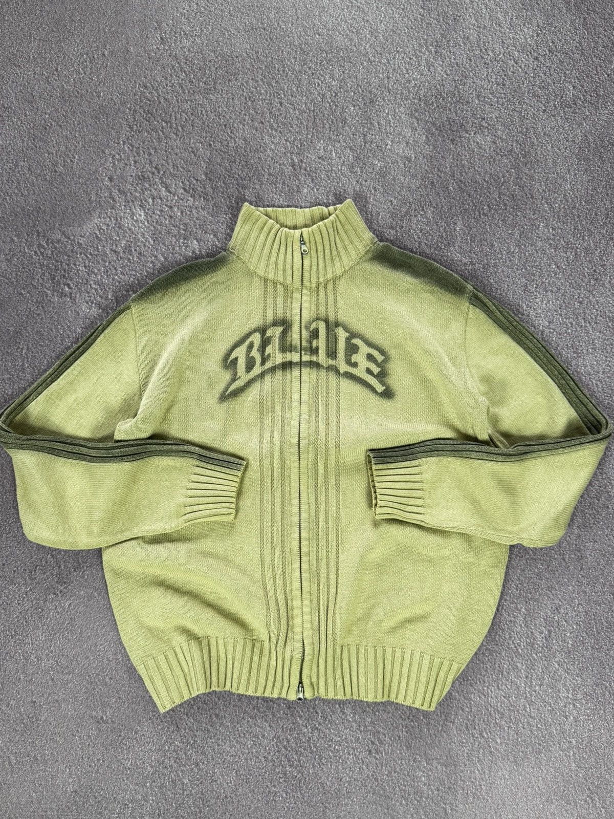Japanese Brand Vintage Y2K Ribbed Knit Zip-Up Military Sweater Size US L / EU 52-54 / 3 - 1 Thumbnail