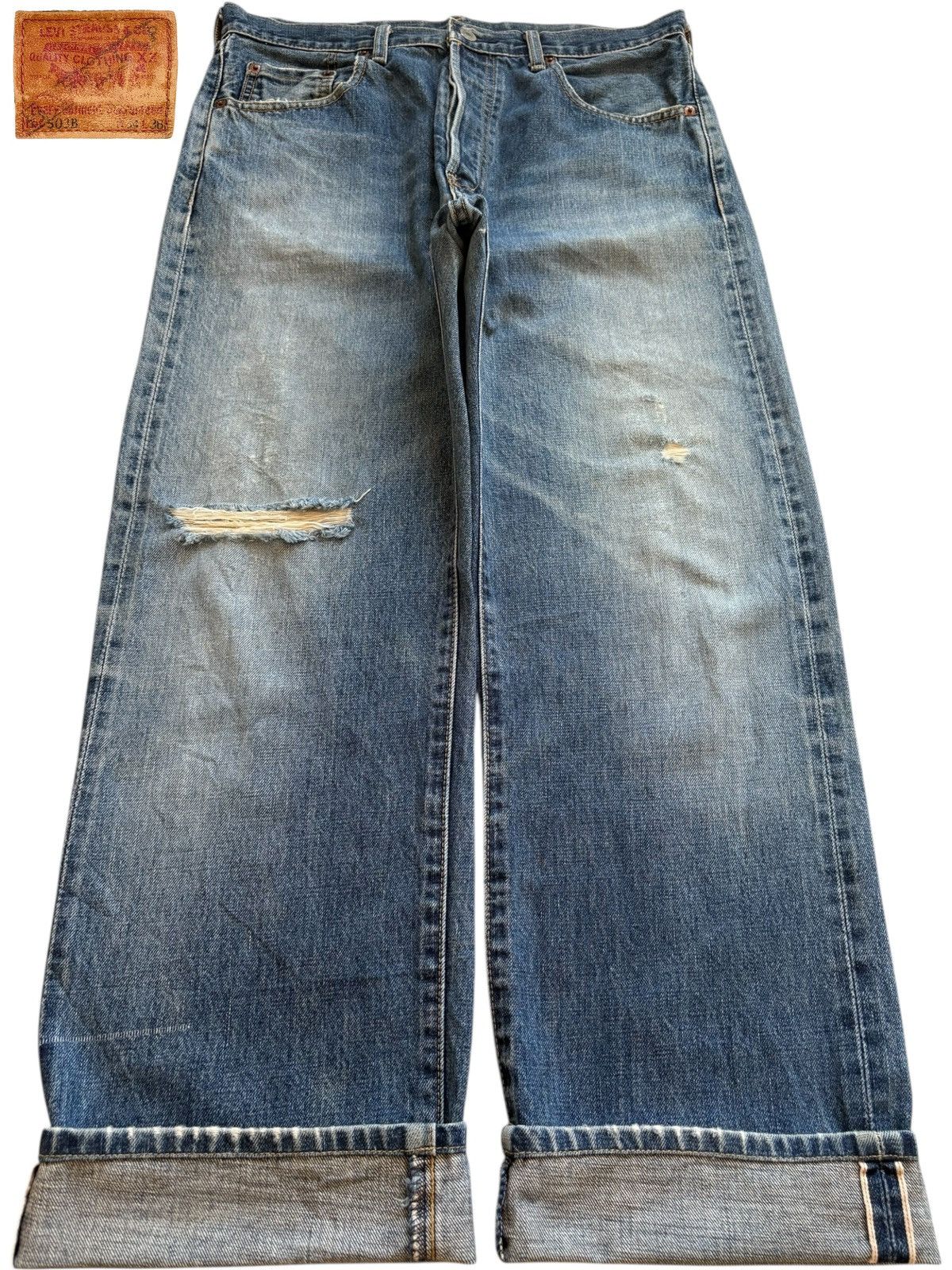 Levi's Vintage 90s Levis 503B Selvedge Mud Wash Distress Baggy Jean Size US 32 / EU 48 - 1 Thumbnail