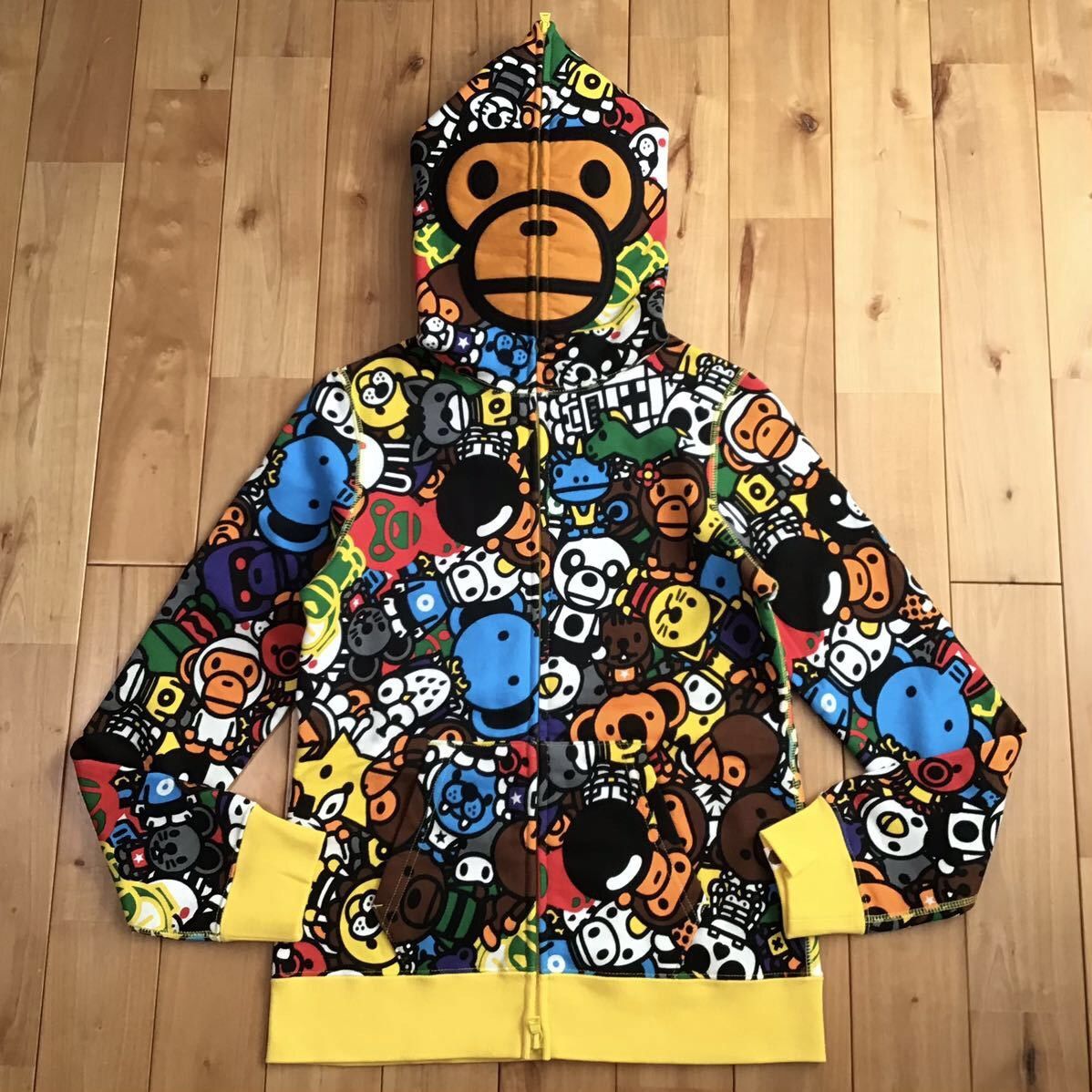 image of Bape Animal Safari Milo Full Zip Hoodie A Bathing Ape in Yellow, Women's (Size XS)