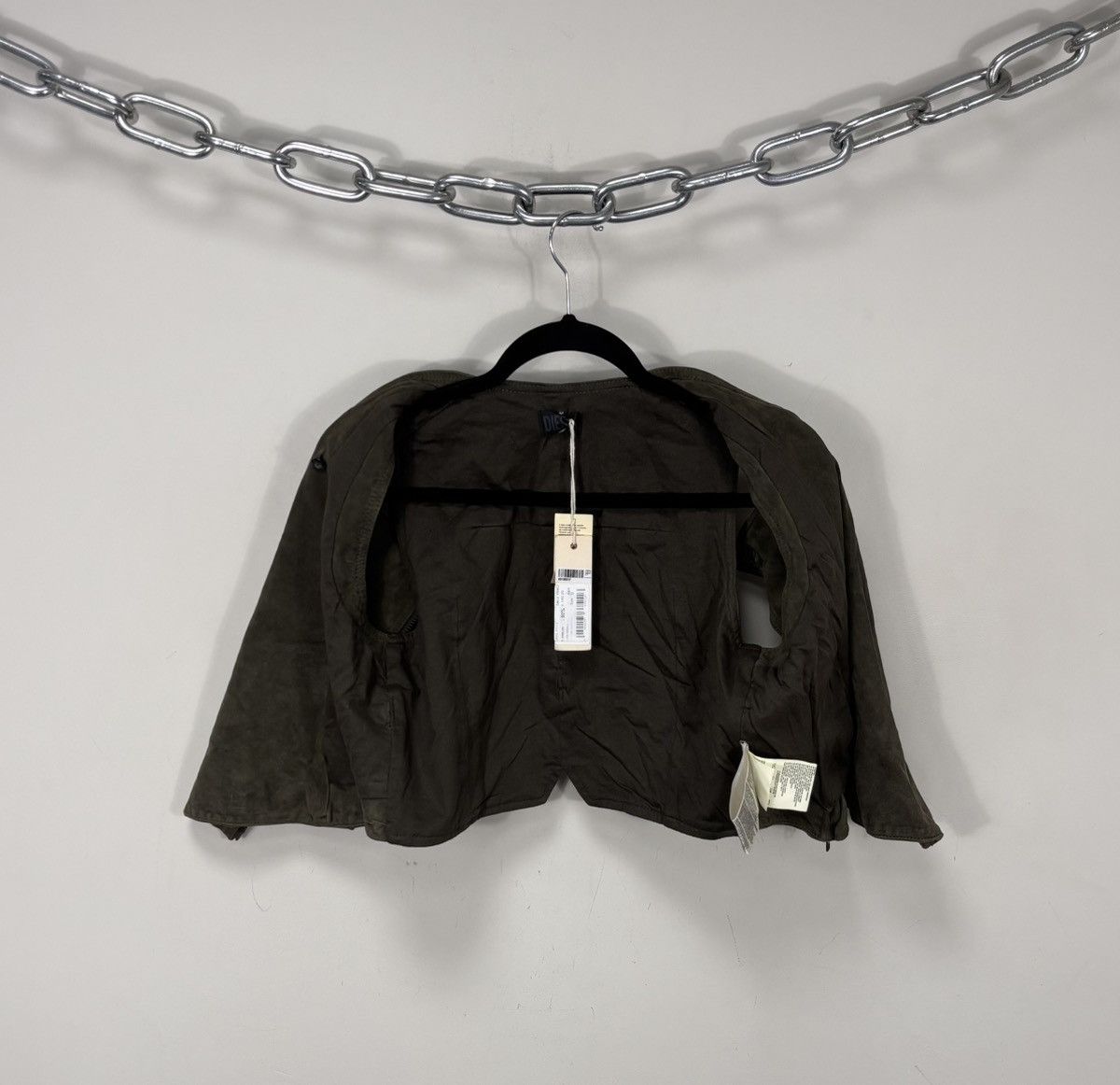 Diesel Diesel L-Zoe NWT Women’s Olive Green Leather Vest Jacket Size S / US 4 / IT 40 - 10 Thumbnail