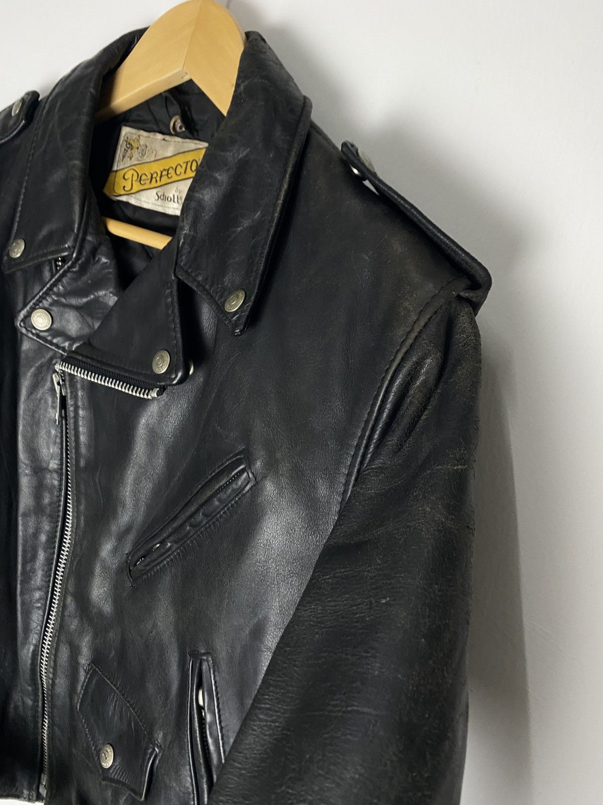 Schott Rare Vintage 80s Schott Perfecto Double Collar Size 40 Size US L / EU 52-54 / 3 - 2 Thumbnail