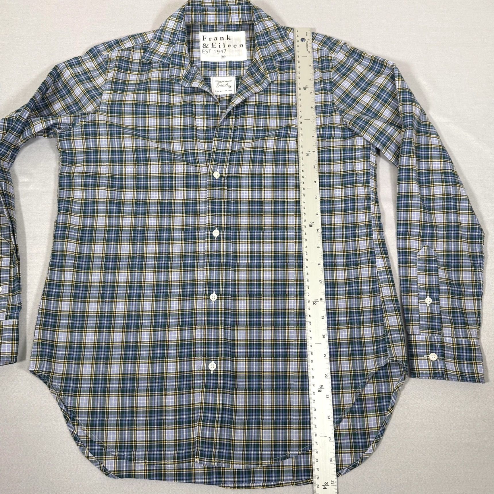 Frank & Eileen Frank & Eileen Shirt Women XS Blue Plaid Button-Up 100% Cotton Italy Classic Preppy Womens Size XS / US 0-2 / IT 36-38 - 5 Thumbnail
