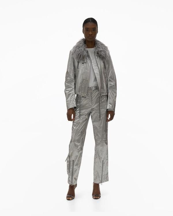 Helmut Lang Helmut Lang Biker Jacket in Silver Size L / US 10 / IT 46 - 8 Thumbnail