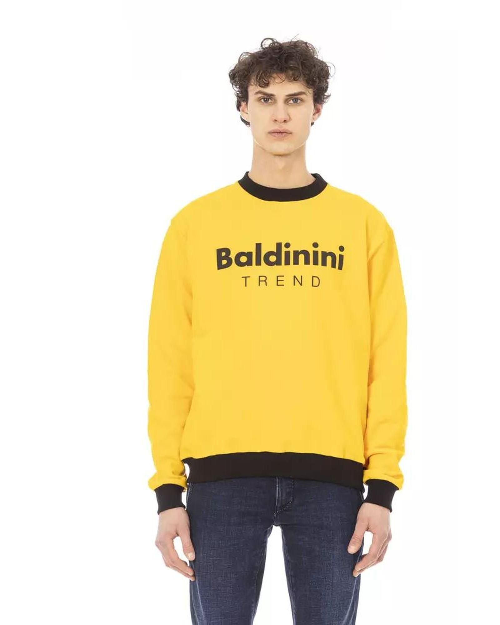 image of Baldinini Long Sleeve Brushed Hoodie With Front Logo in Yellow, Men's (Size Medium)
