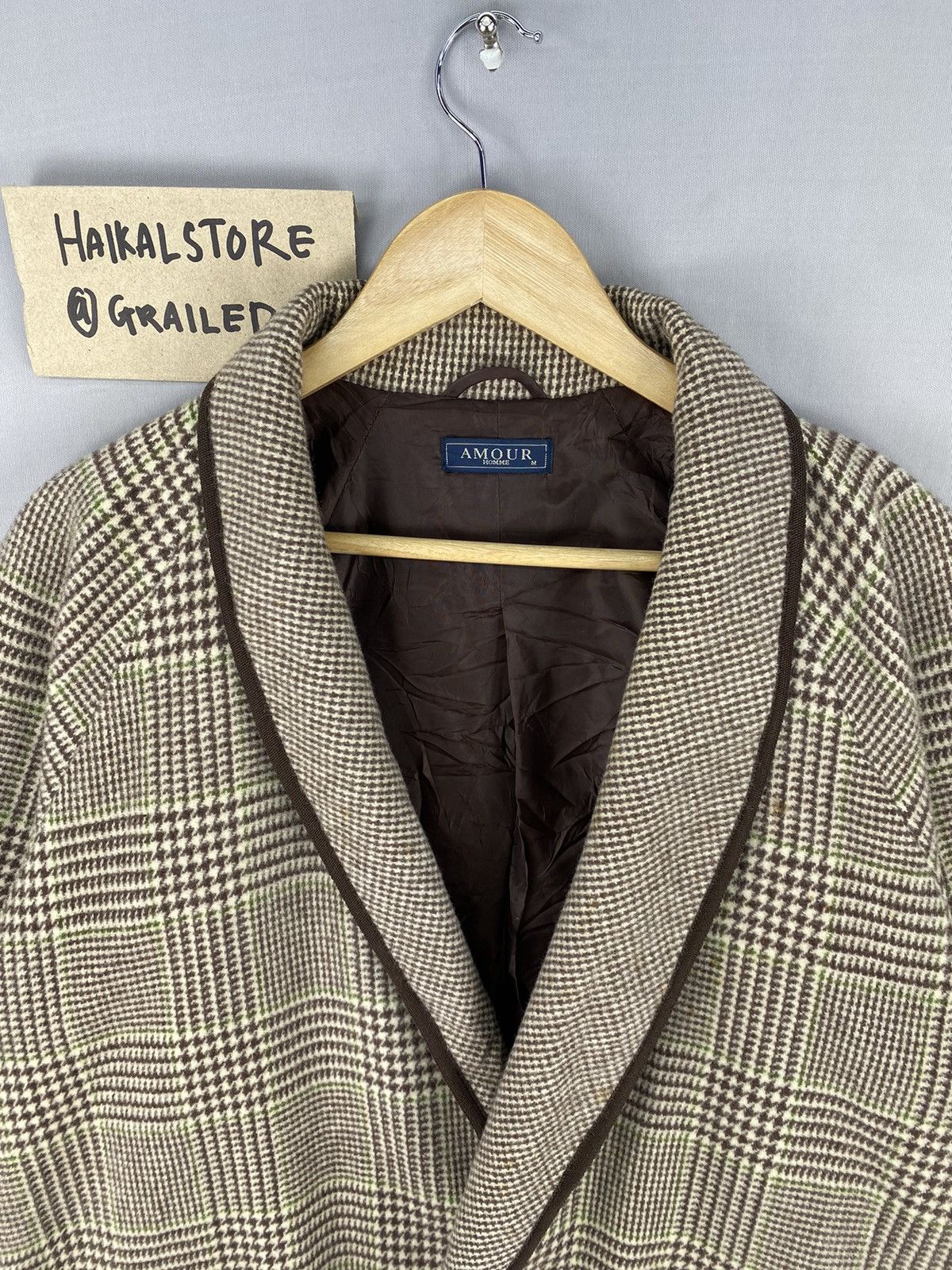 Designer Vintage Amour Homme Kimono Cardigan Houndstooth Size L / US 10 / IT 46 - 7 Thumbnail