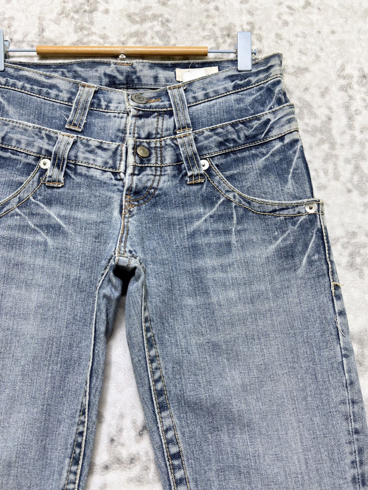 Japanese Brand Double Name Japanese Double Waist Layered Denim Jeans Y2K Size US 29 - 5 Thumbnail