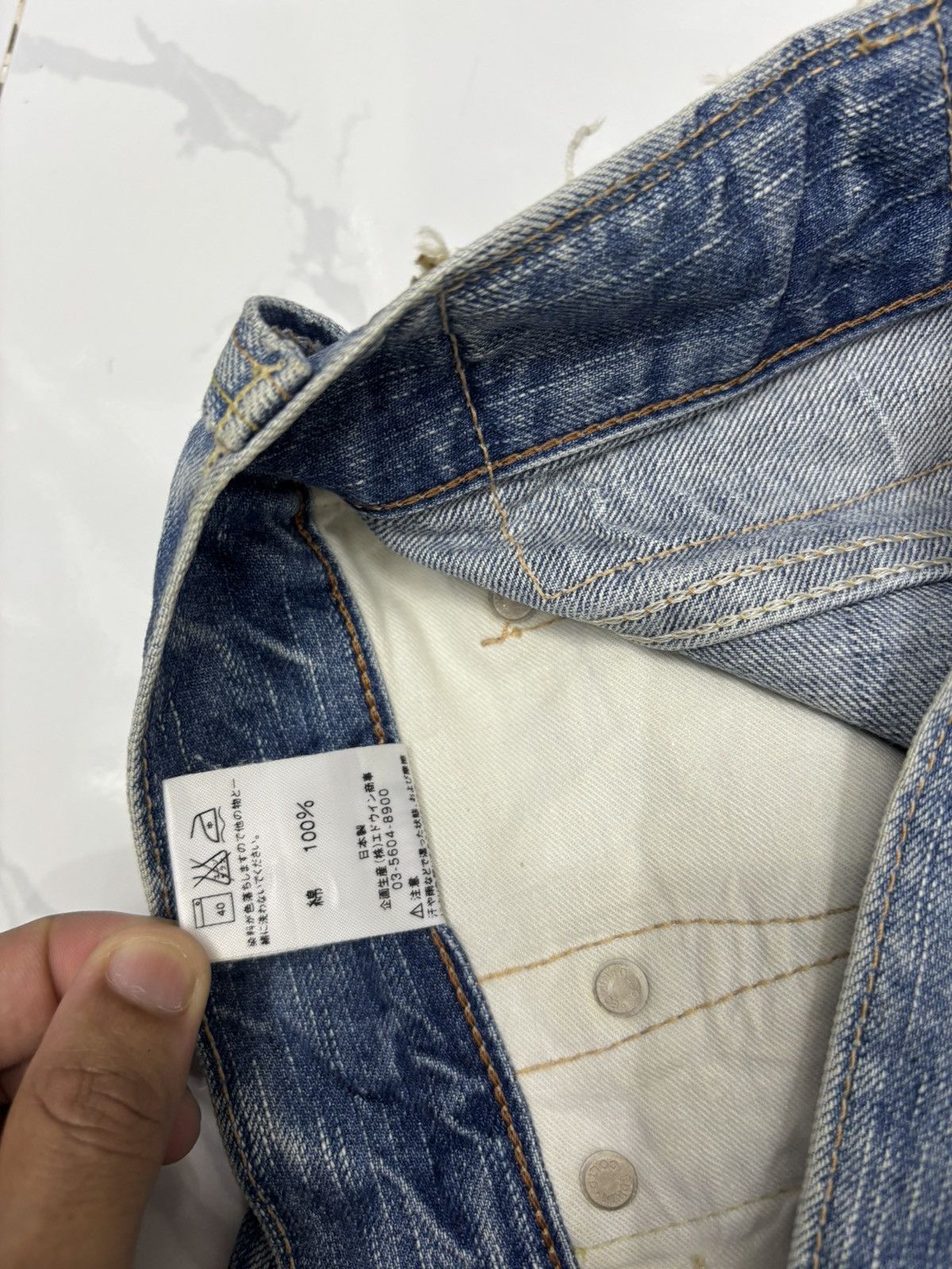 Kapital 🔥EDWIN 503 BLUE TRIP PAINTER DISTRESSED DENIM JEANS Size US 31 - 12 Thumbnail