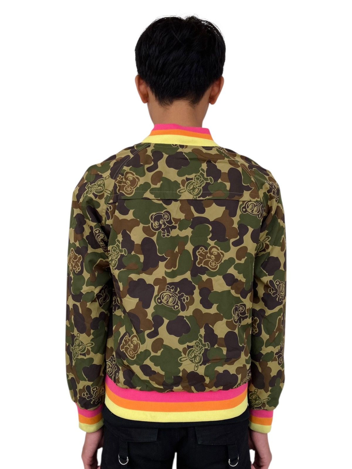 Hysteric Glamour 2000s Angel Blue Multicolor Rib Elephant Camo Bomber Jacket Size US M / EU 48-50 / 2 - 2 Thumbnail