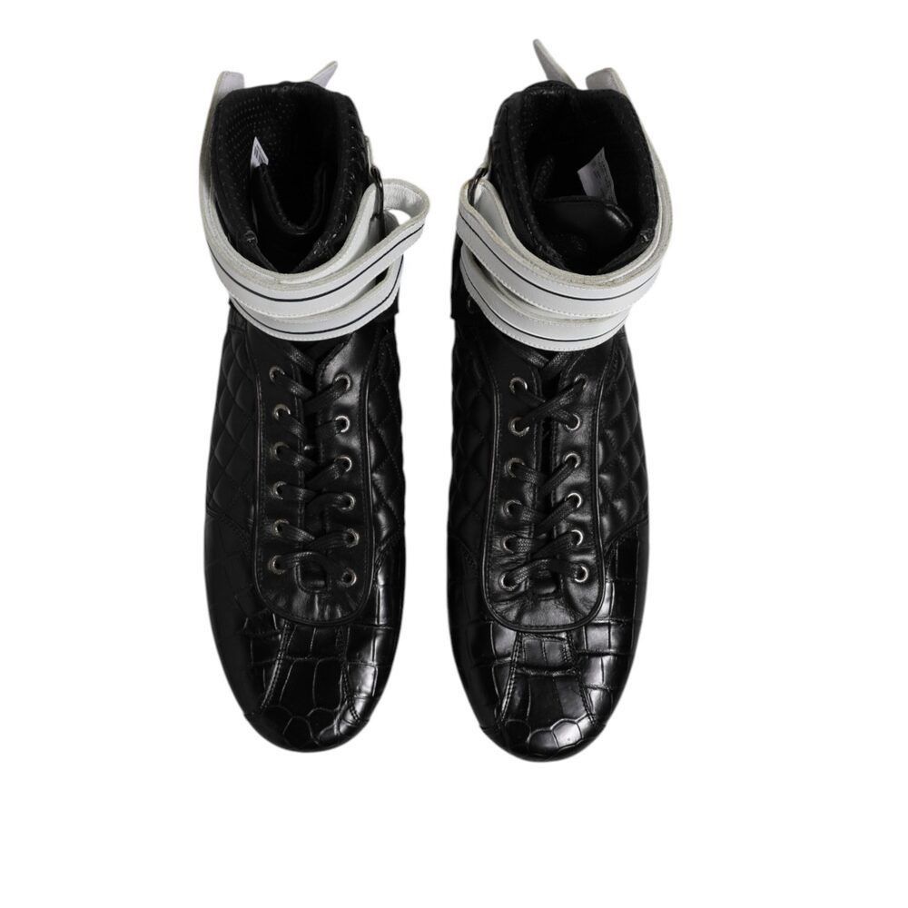 Dolce & Gabbana Dolce & Gabbana Black Quilted Leather Lace Up Sneakers Shoes Size US 11 / EU 44 - 3 Thumbnail