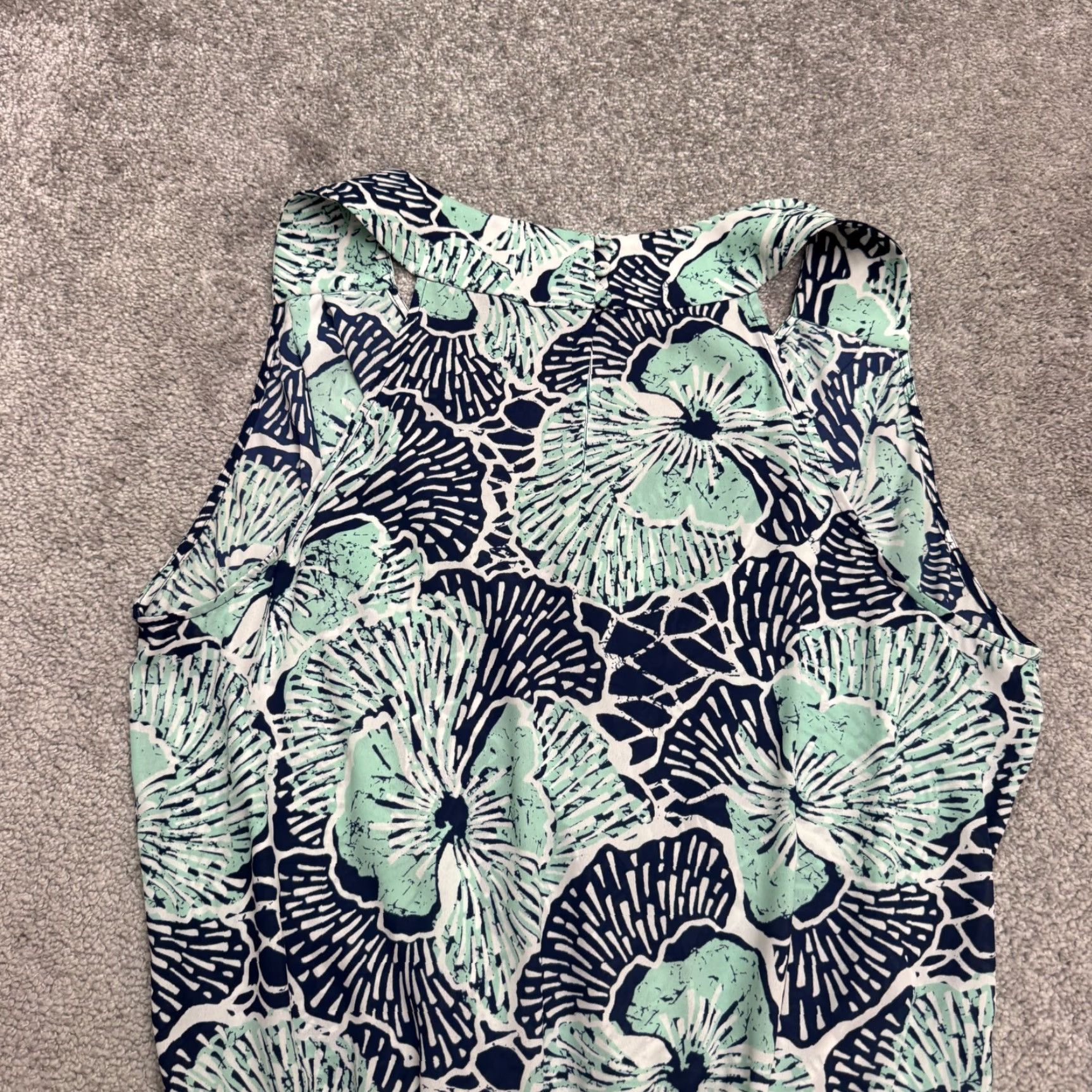 Bcbgmaxazria BCBGMAXAZRIA Romper Women's Large Mint Green Black Halter Floral Bohemian Strappy Sleeve Knit Size 36" / US 14 / IT 50 - 3 Thumbnail