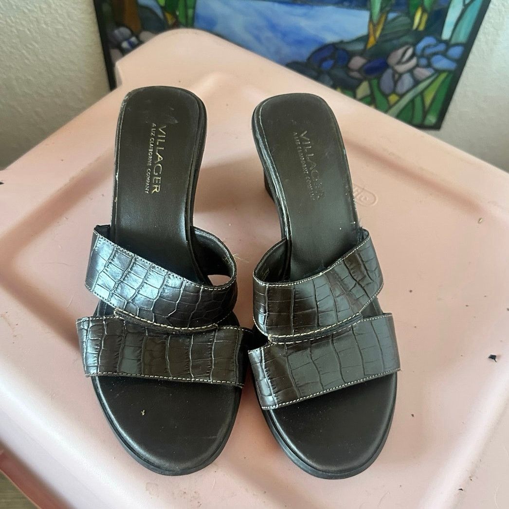 Other liz claiborne villager crocodile print sandal heels shoes Size US 7 / IT 37 - 2 Thumbnail