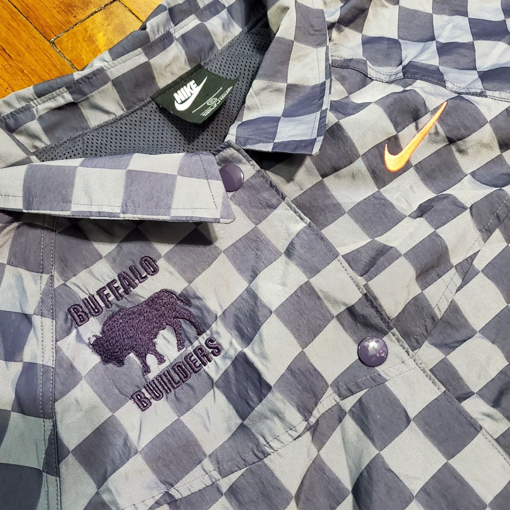 Nike Nike Windbreaker Jacket Womens XL Gray Checkered Windrunner Sportswear Icon Clash Size XL / US 12-14 / IT 48-50 - 5 Thumbnail