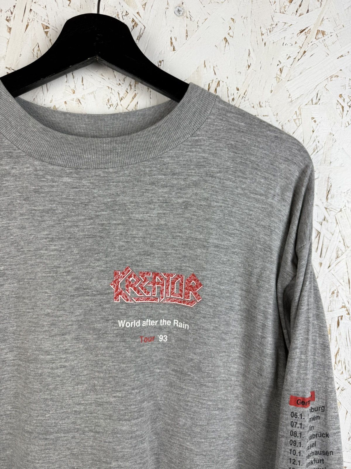 Band Tees 90s Kreator World After The Rain 1993 Thrash Metal L/S Grey Size US L / EU 52-54 / 3 - 7 Thumbnail
