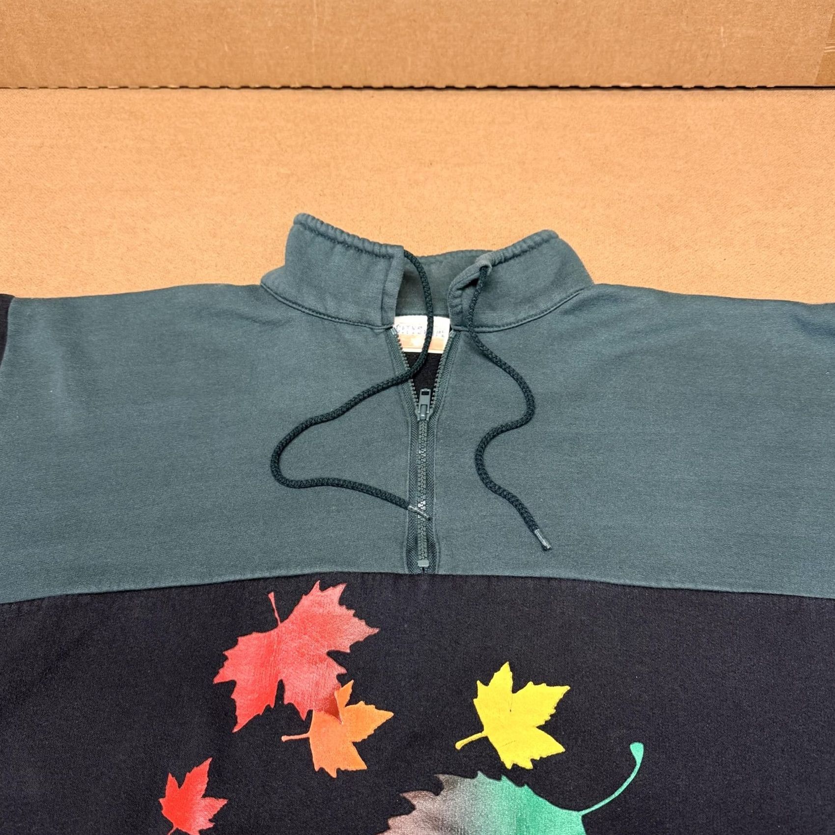Vintage Cityscape Vancouver Sweatshirt Mens L Green 1/4 Zip Pullover with Graphic Print Canada Vancouver Theme Size US L / EU 52-54 / 3 - 4 Thumbnail