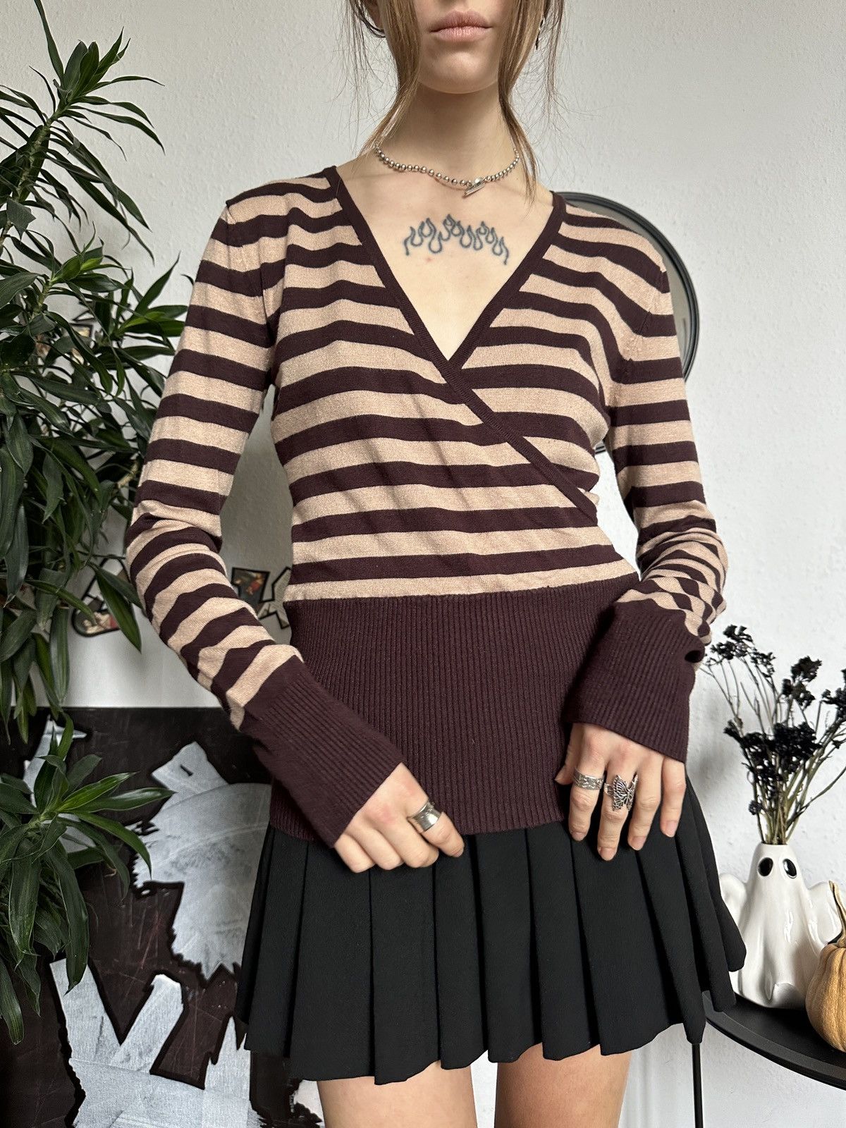 Japanese Brand × Seditionaries Striped Waist Stitch Wrapped Office Siren Pullover Sweater Size S / US 4 / IT 40 - 6 Thumbnail