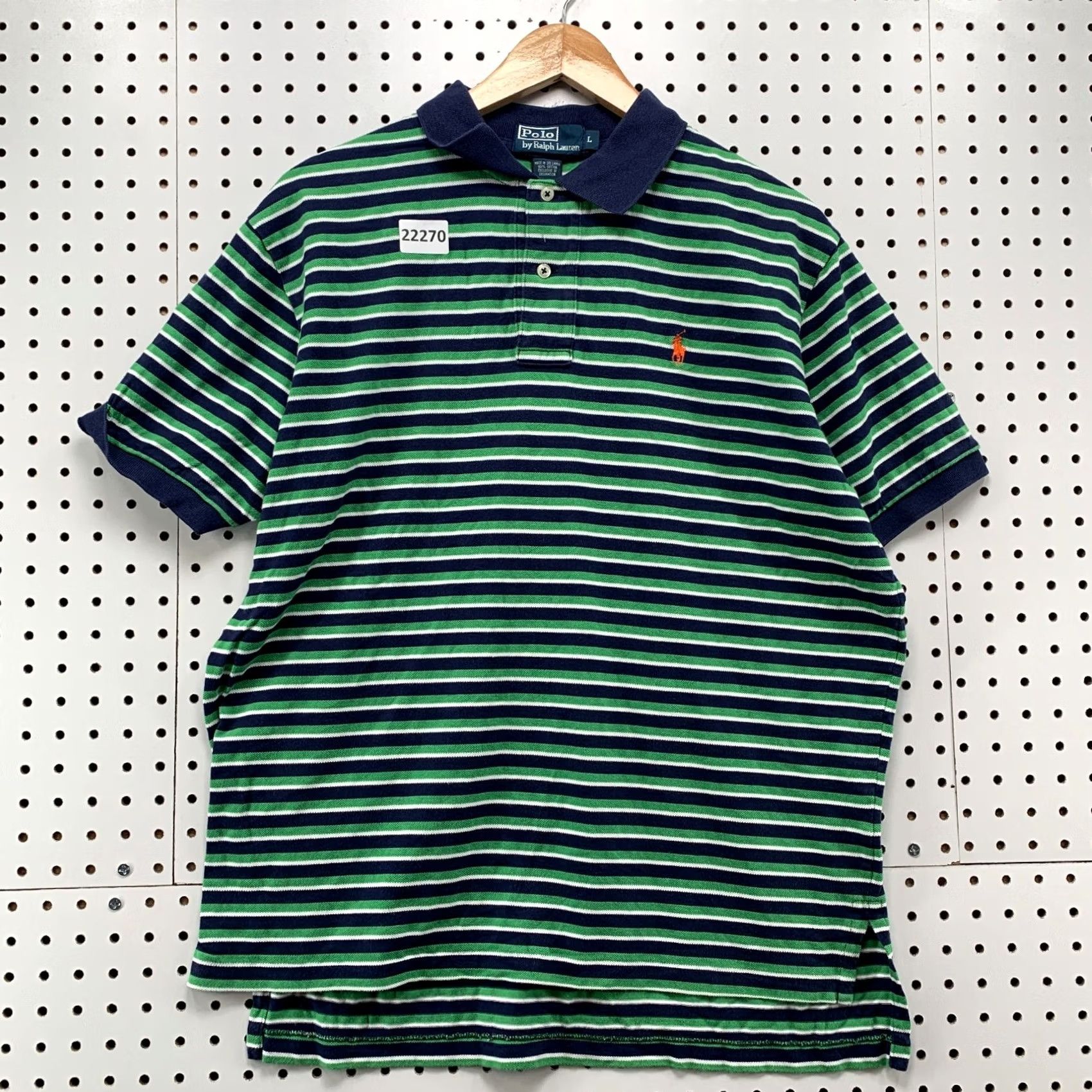 Polo Ralph Lauren Polo Ralph Lauren Polo Shirt Large Mens Green Blue Striped Orange Pony 23x27 Size US L / EU 52-54 / 3 - 2 Thumbnail