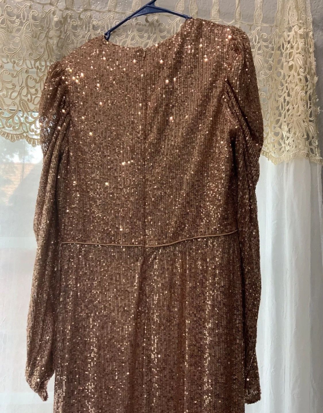 Mac Duggal MAC DUGGAL IEENA SEQUINED HIGH NECK PUFF LONG SLEEVE GOWN Size L / US 10 / IT 46 - 9 Thumbnail