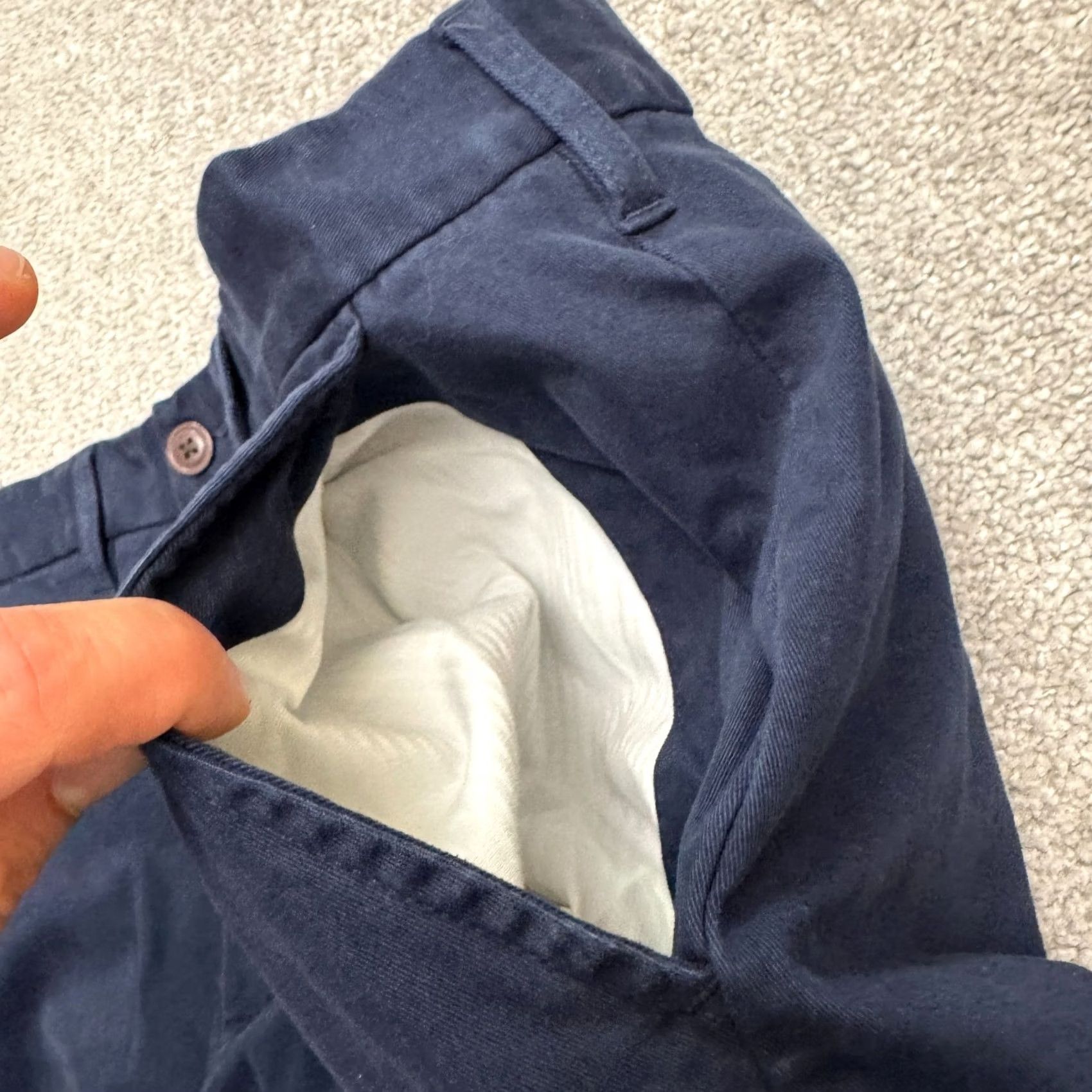 Lands' End Lands' End Men's Pants Chino Regular Straight Navy 38x34 Lightweight Cotton Flat Front Belt Loops Zipper Button Pockets Lined Vintage: No Size US 38 / EU 54 - 3 Thumbnail