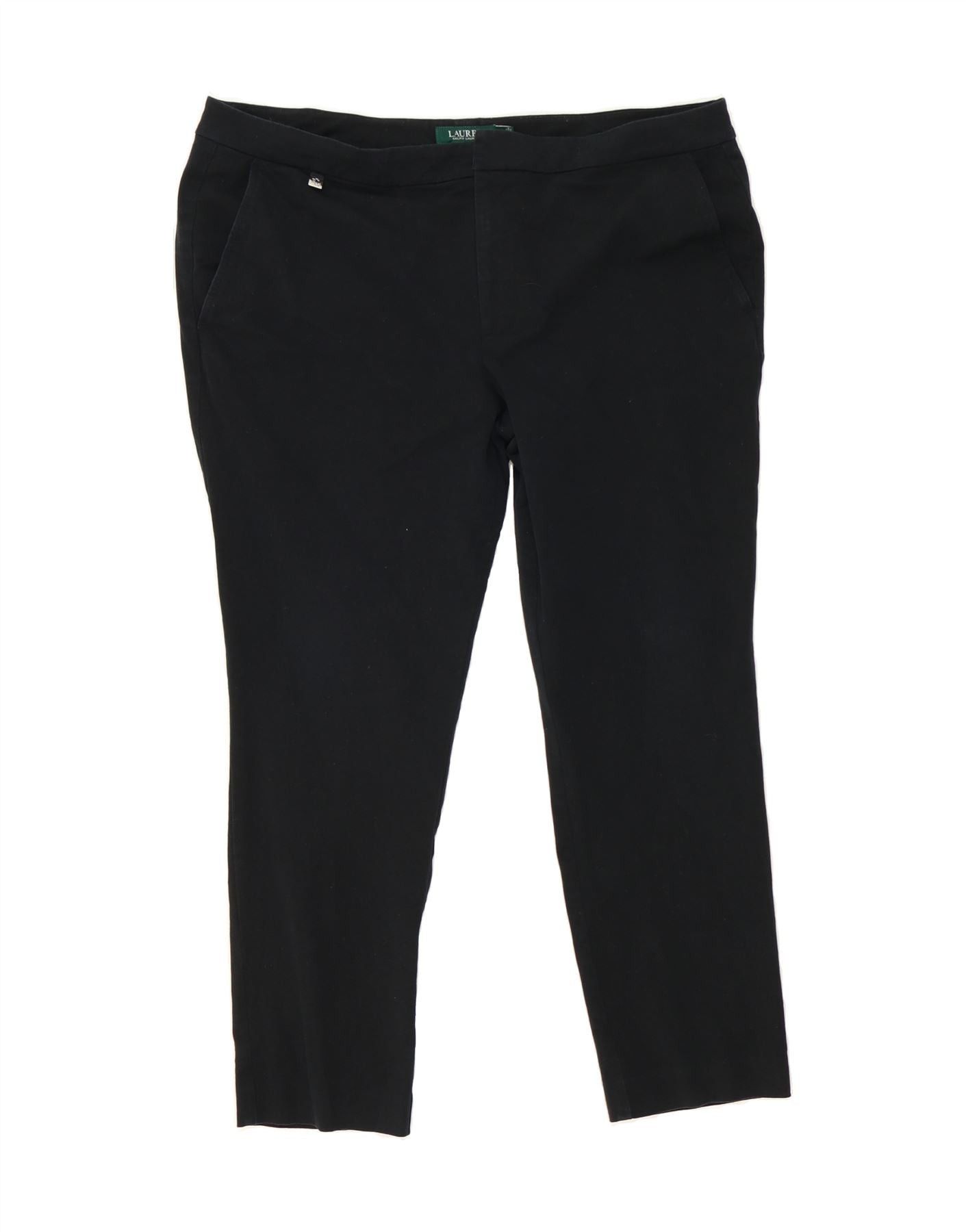 Ralph Lauren Womens Slim Chino Trousers US 16 2XL W38 L25 Black Cotton Size 34" / US 12 / IT 48 - 1 Thumbnail