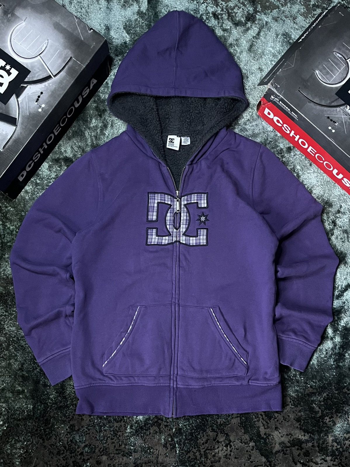 DC DC Shoes Rare Purple Hoodie – Size L Size L / US 10 / IT 46 - 1 Thumbnail