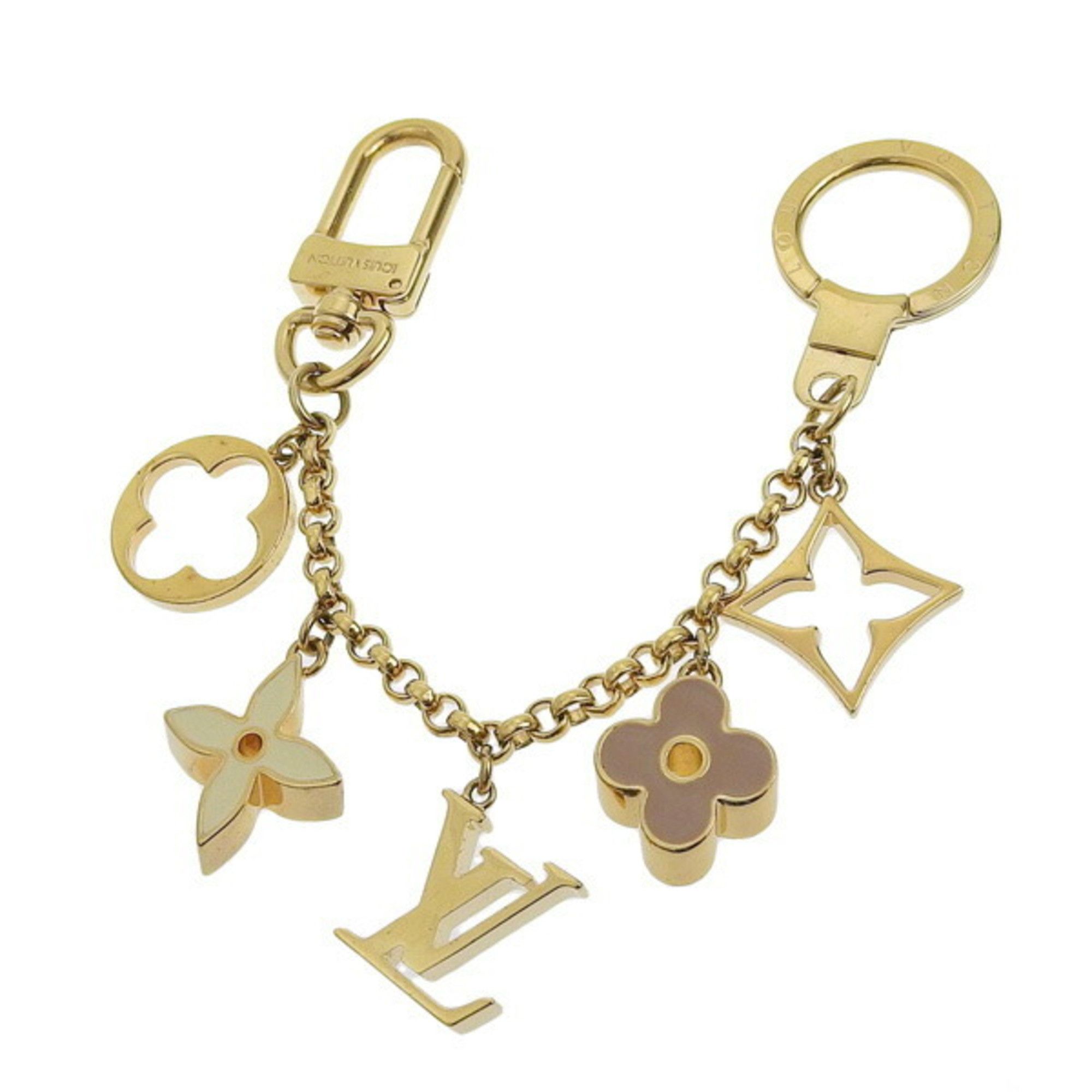 LOUIS VUITTON Chain Fleur de Monogram Charm Gold M65111 LV Auth