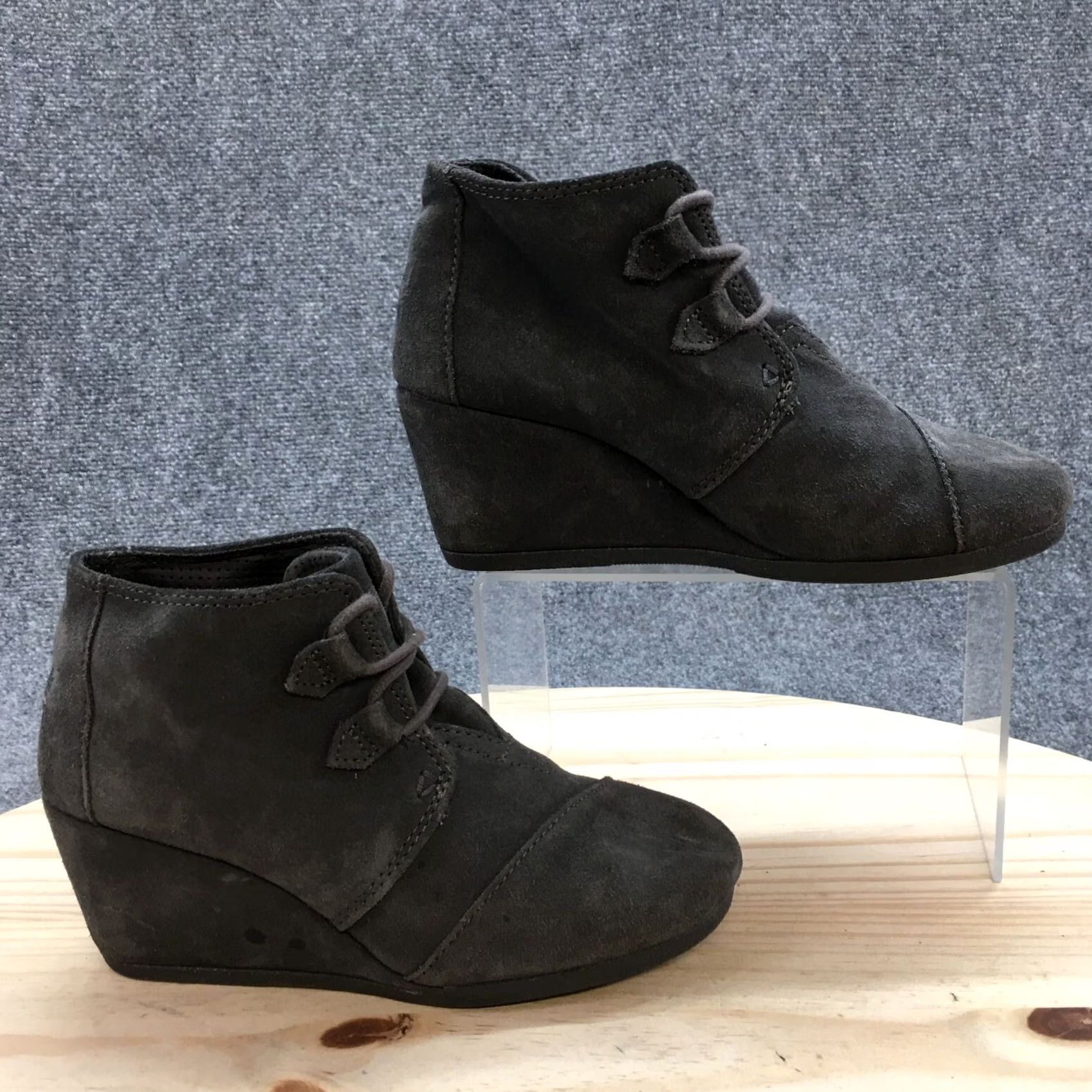 Toms Toms Boots Womens 6 Kala Desert Wedge Booties Gray Suede Lace Up 10012957 Size US 6 / IT 36 - 2 Thumbnail
